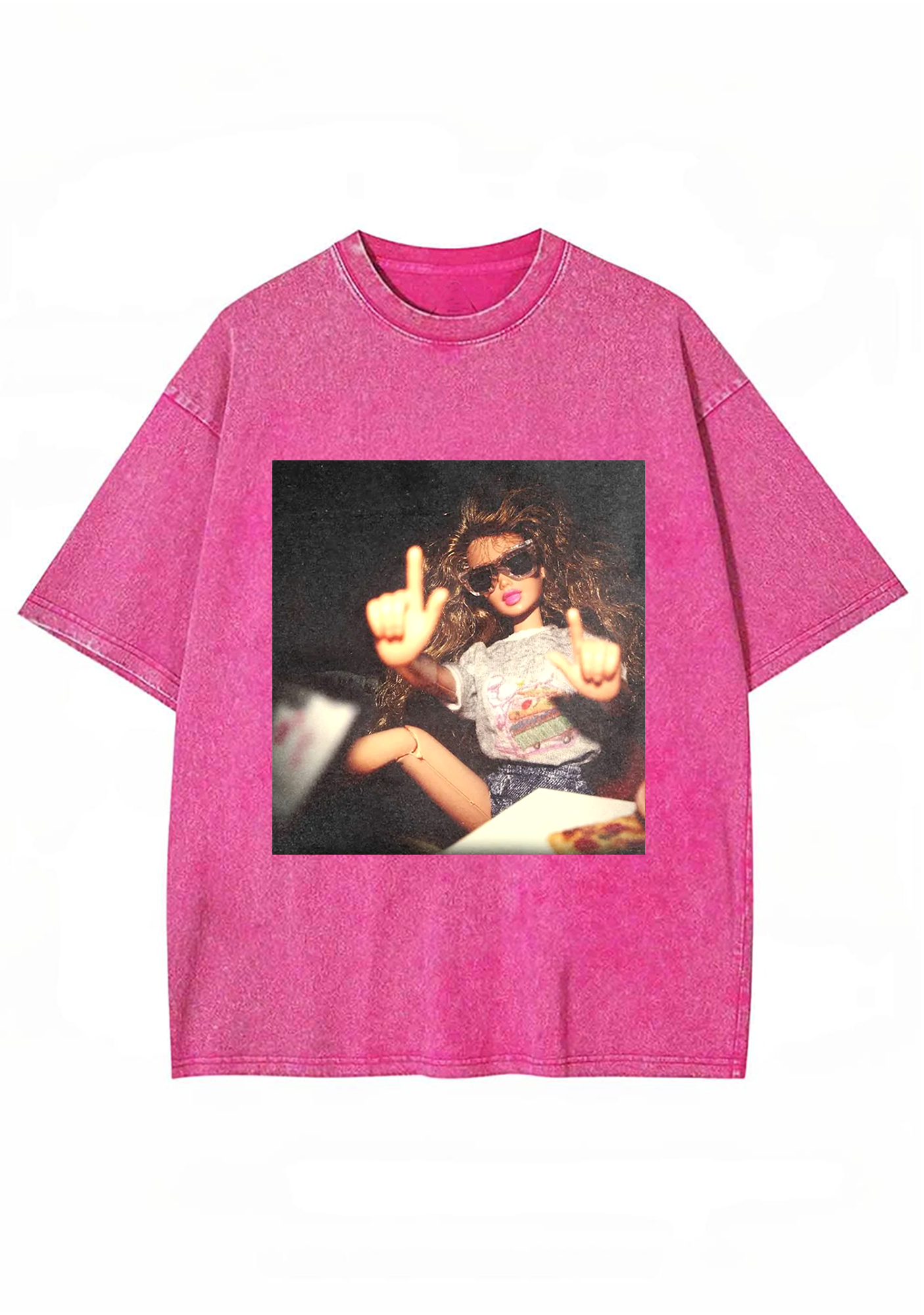 Vintage Middle Finger Cool Barbie Sunglasses Y2K Washed Tee