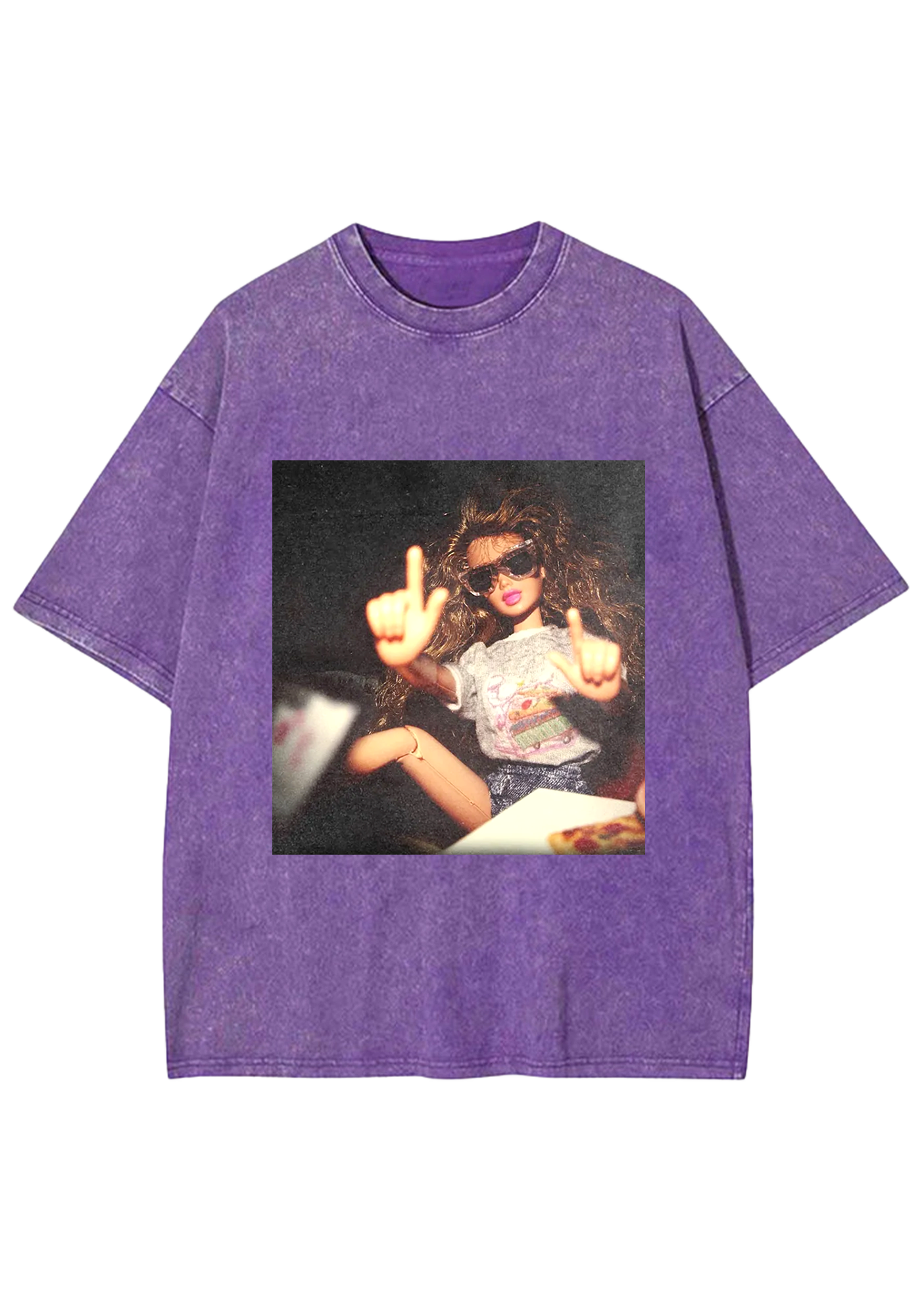 Vintage Middle Finger Cool Barbie Sunglasses Y2K Washed Tee