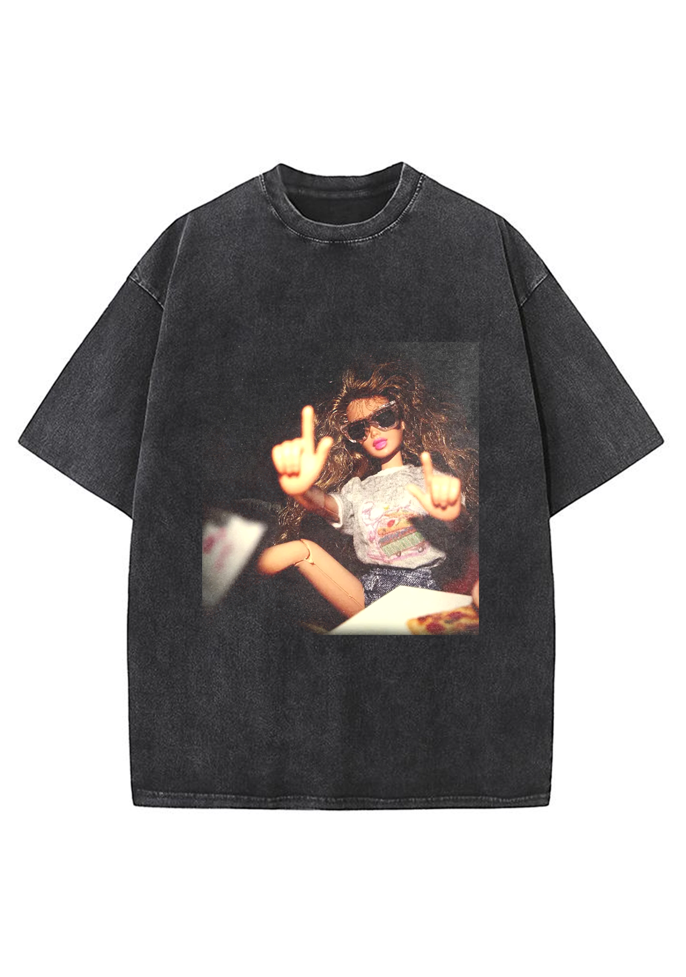 Vintage Middle Finger Cool Barbie Sunglasses Y2K Washed Tee