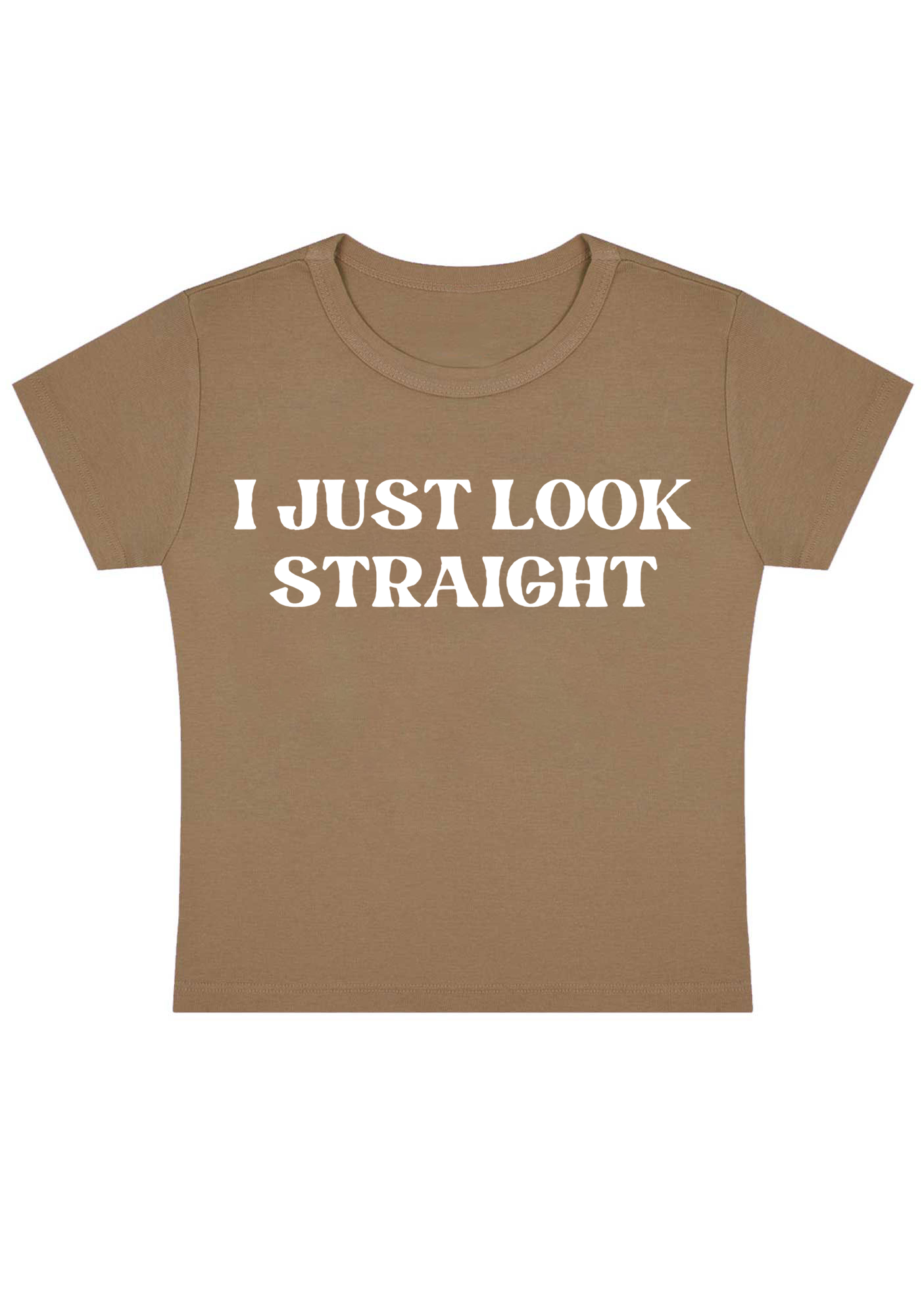 I Just Look Straight Y2K Baby Tee