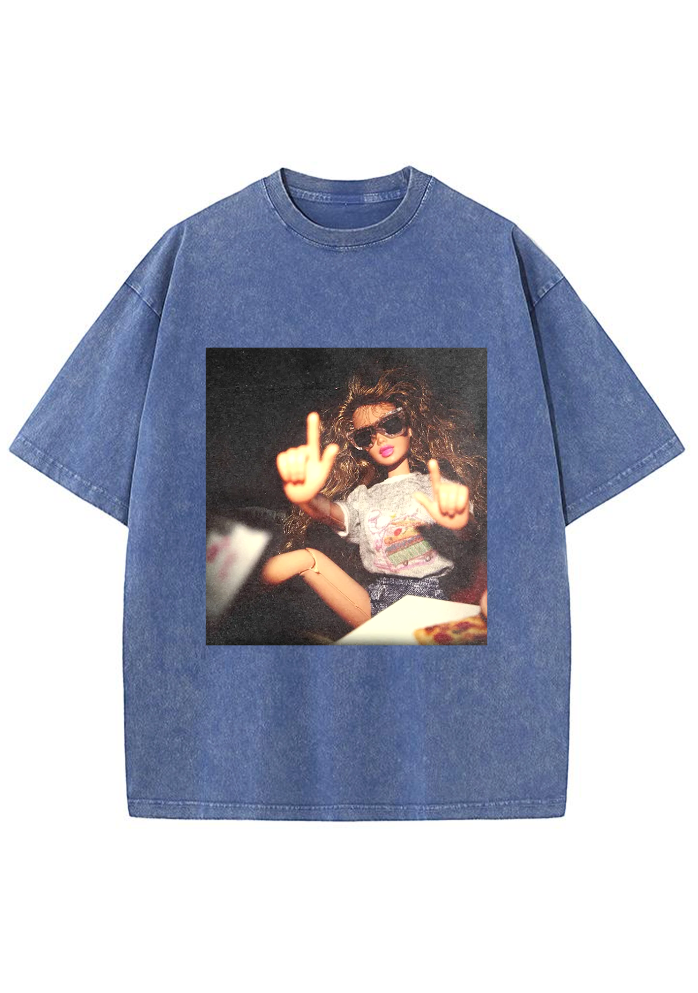 Vintage Middle Finger Cool Barbie Sunglasses Y2K Washed Tee