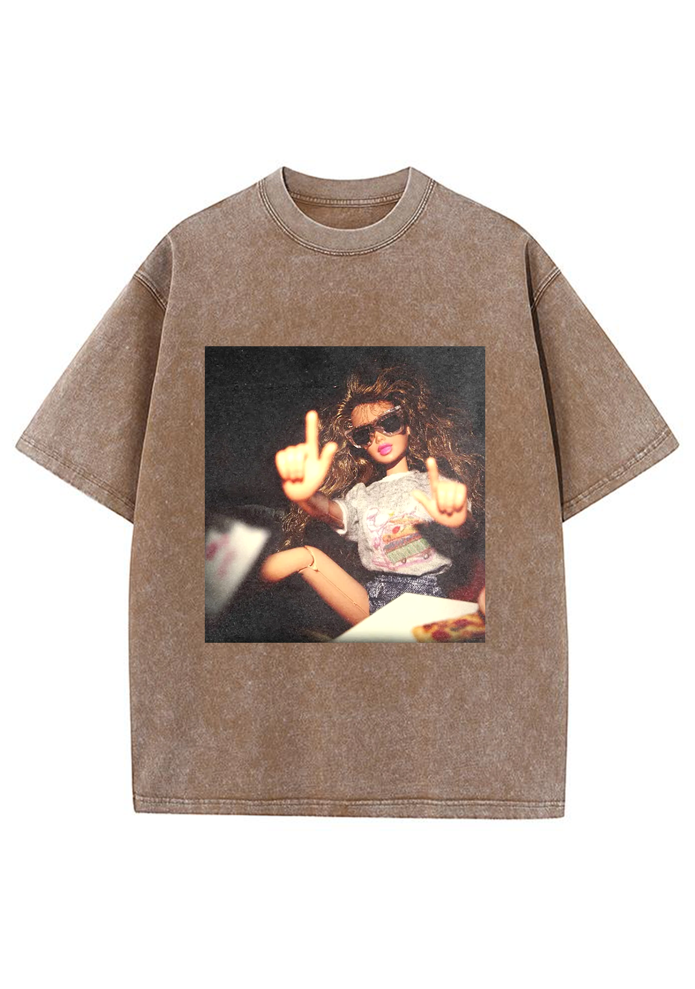 Vintage Middle Finger Cool Barbie Sunglasses Y2K Washed Tee