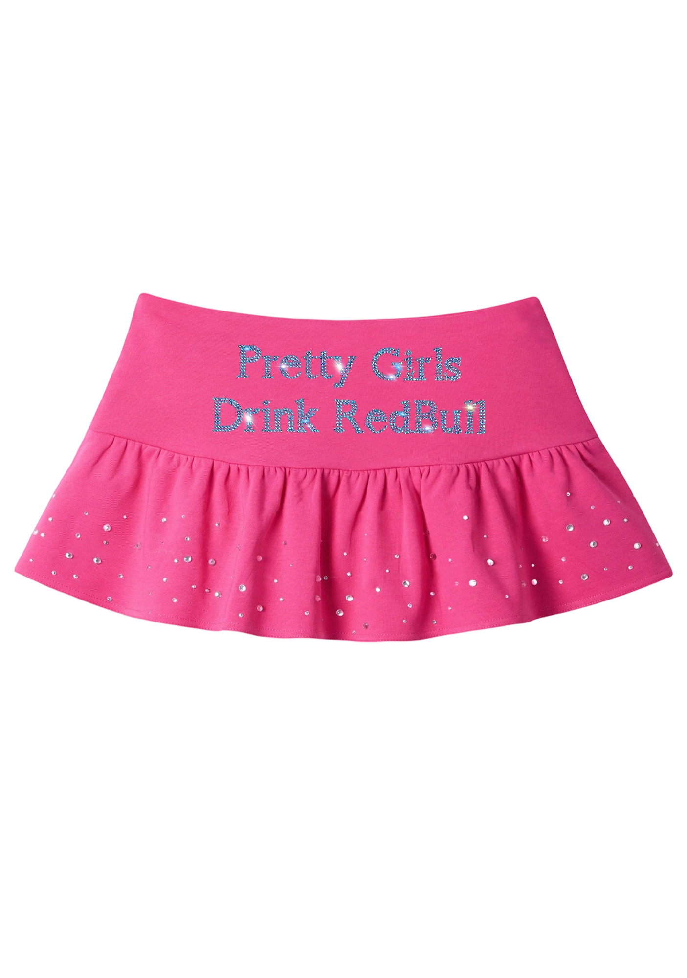 Rhinestone Pretty Girls Drink RedBull Y2K Mini Pleated Skirts