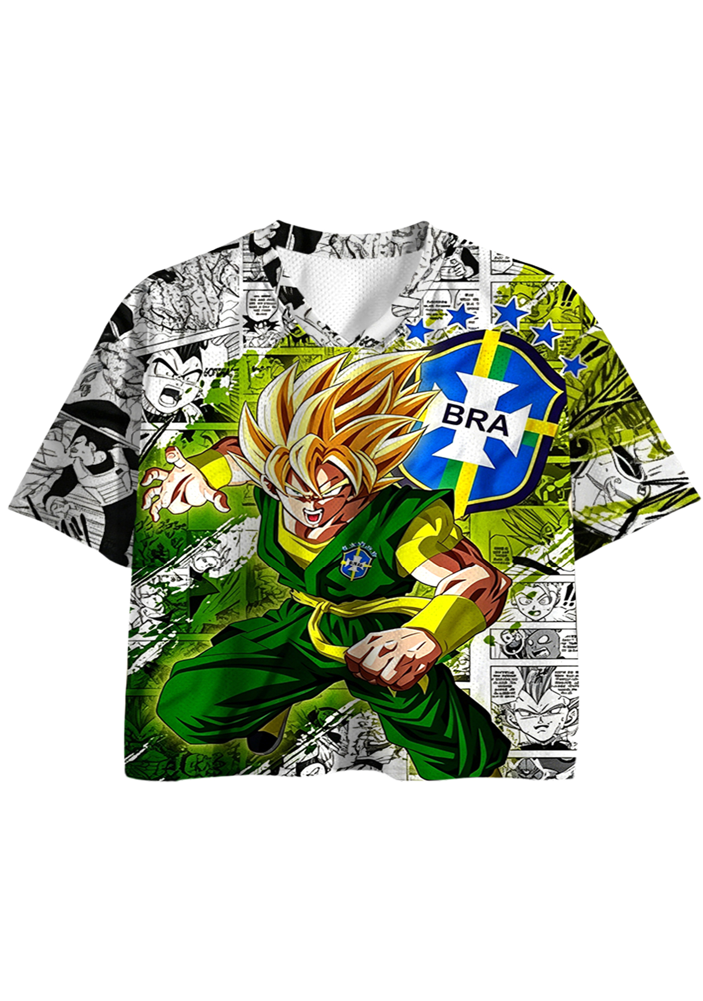Dragon Ball Z x Brazil National Team Cropped Mesh Jersey Shirt