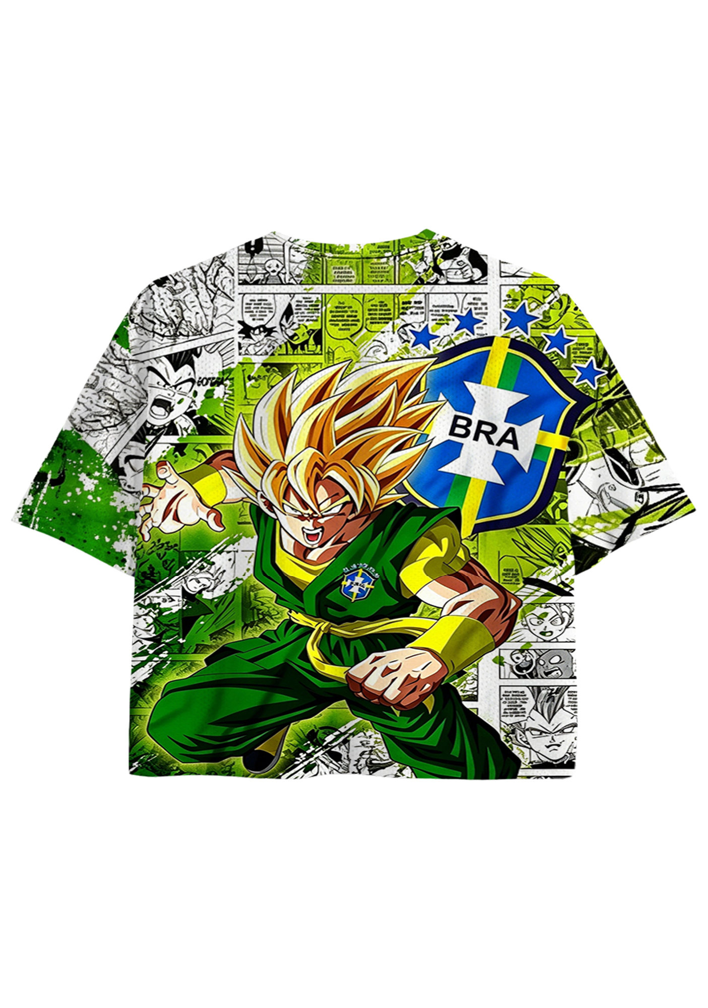 Dragon Ball Z x Brazil National Team Cropped Mesh Jersey Shirt