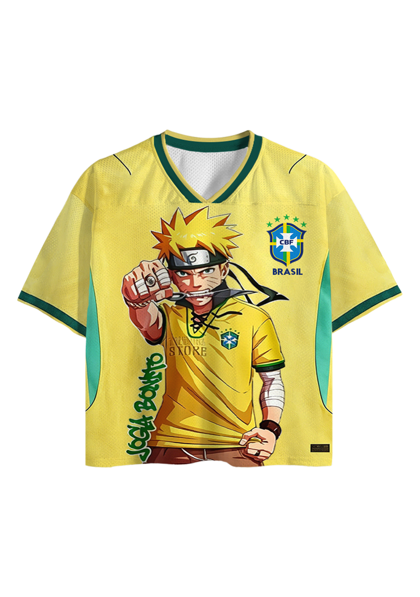 Ninja Striker: Naruto x Brazil Cropped Mesh Jersey Shirt
