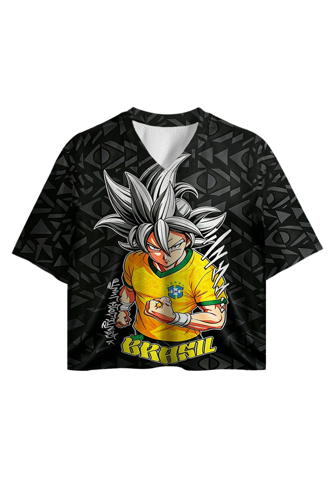 Goku Ultra Instinct Brazil Black Cropped Mesh Jersey Shirt