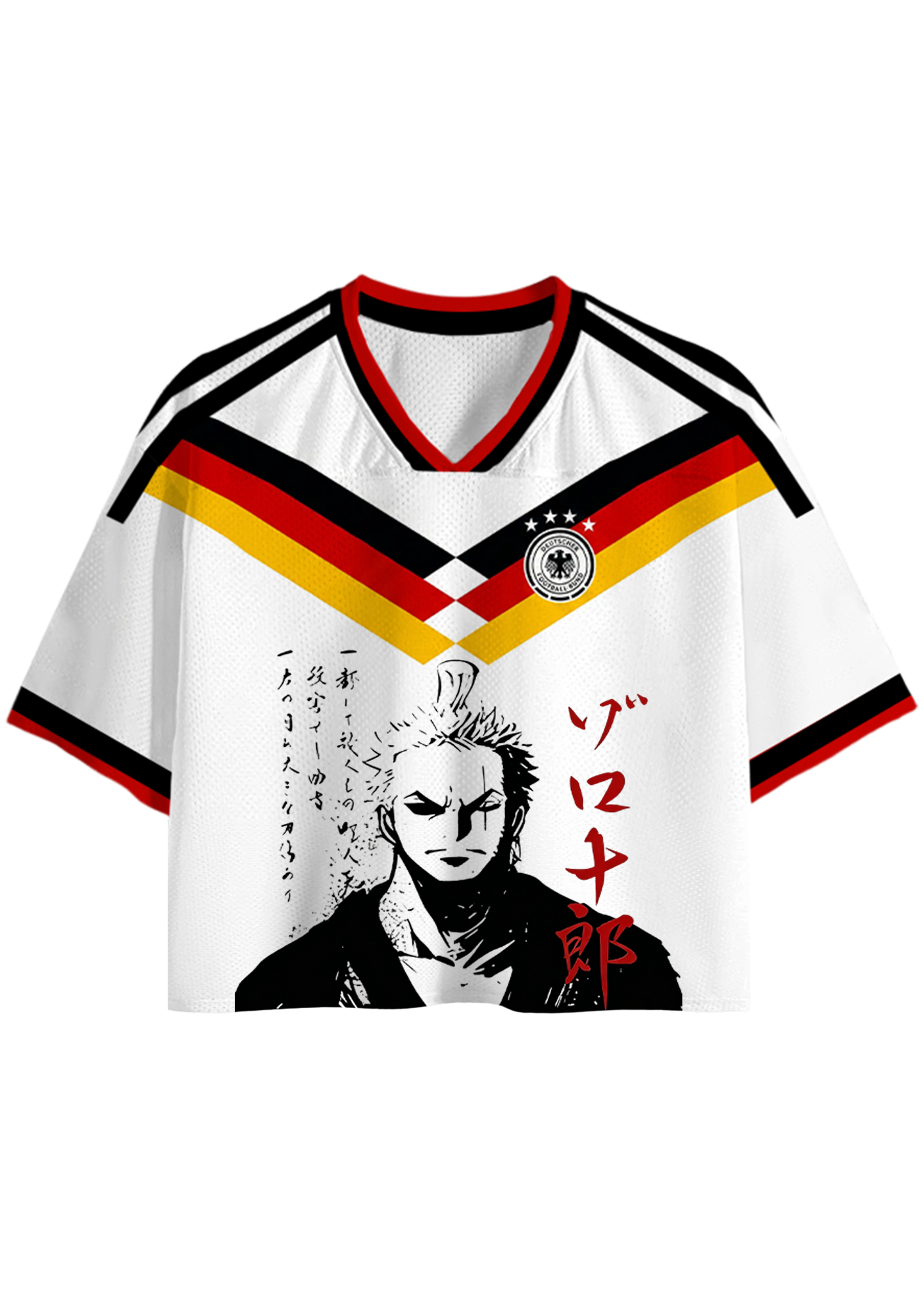 Samurai Zoro Germany Ink Style Cropped Mesh Jersey Shirt