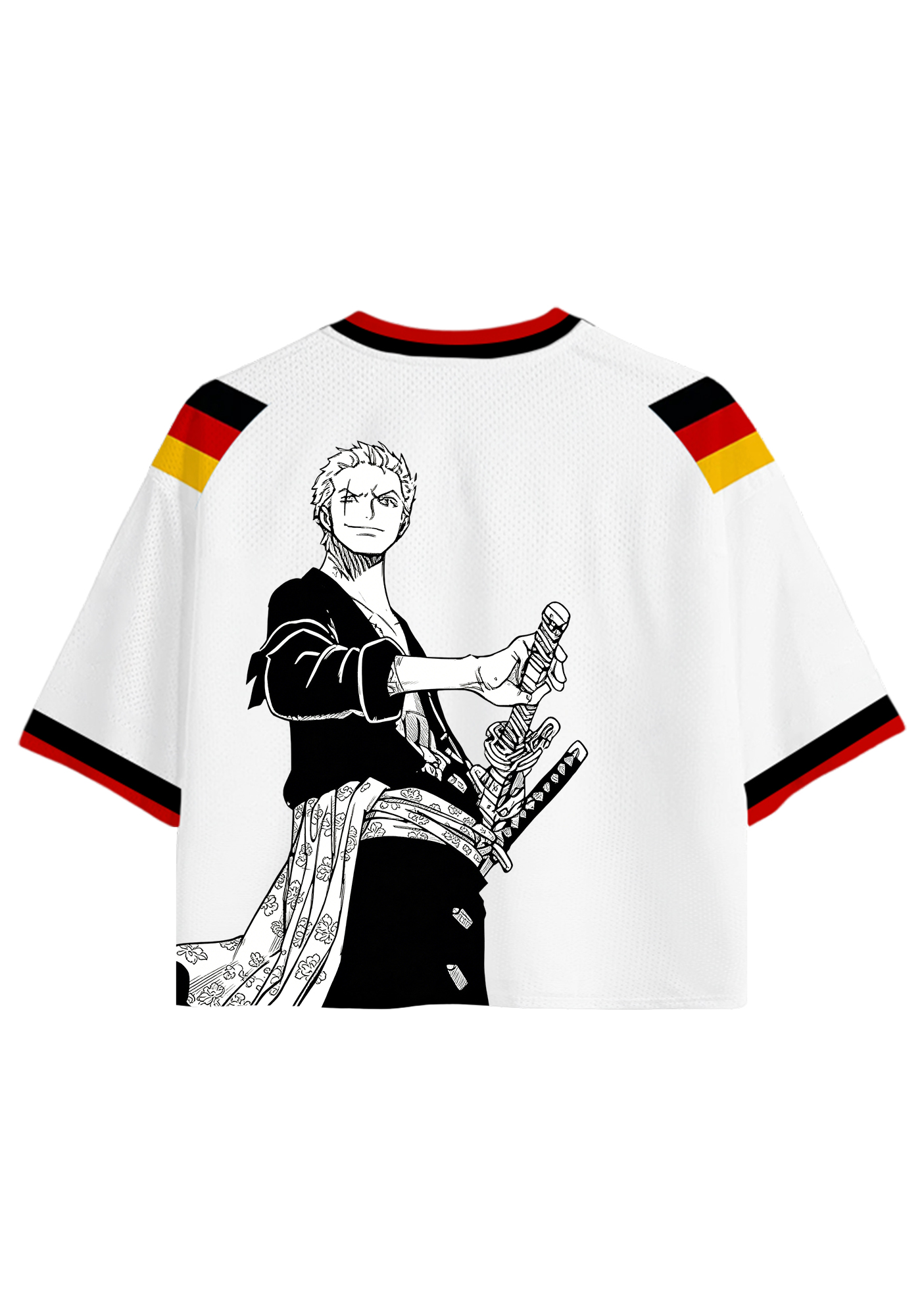 Samurai Zoro Germany Ink Style Cropped Mesh Jersey Shirt
