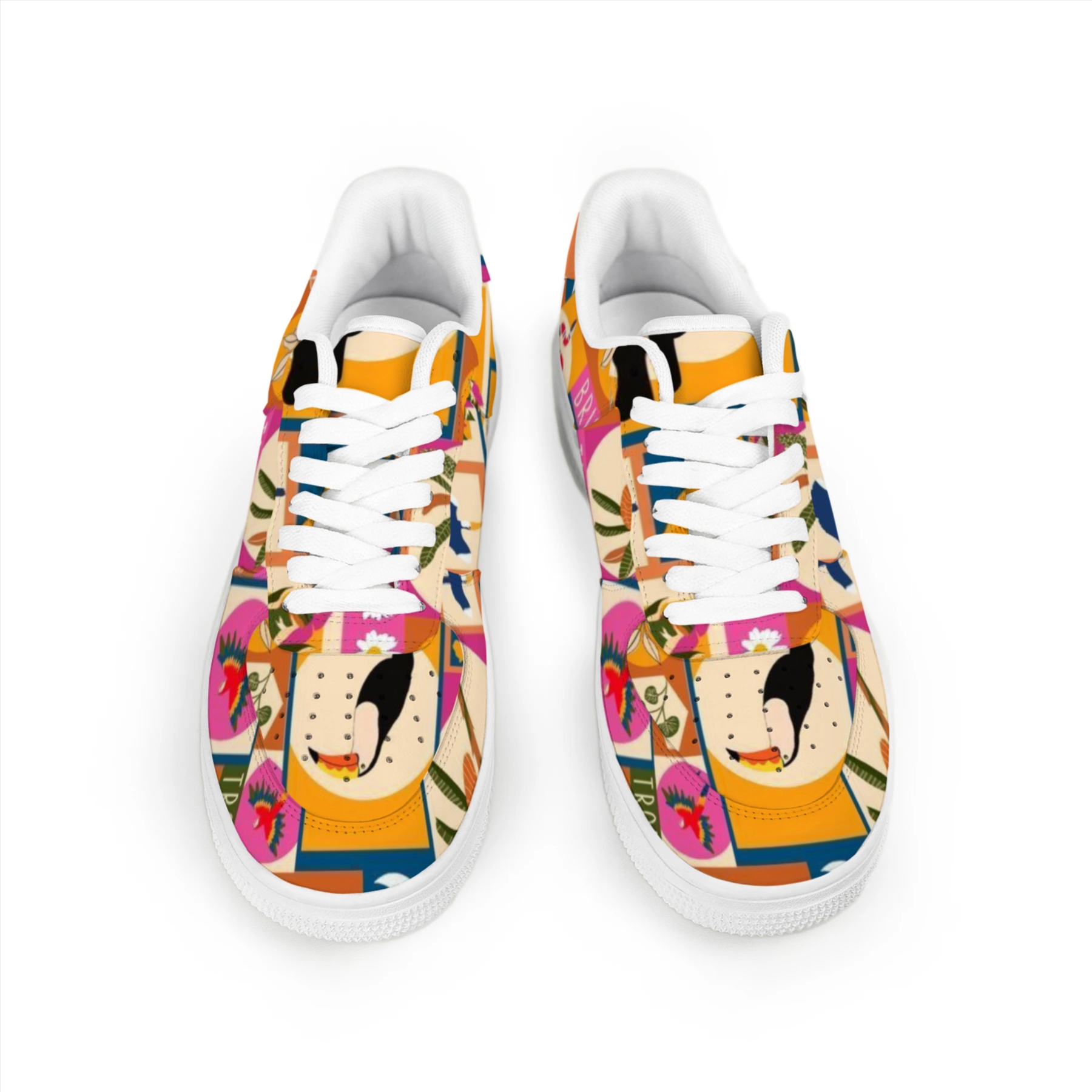 Tropical Leaves and Floral Elements Top Sneakers