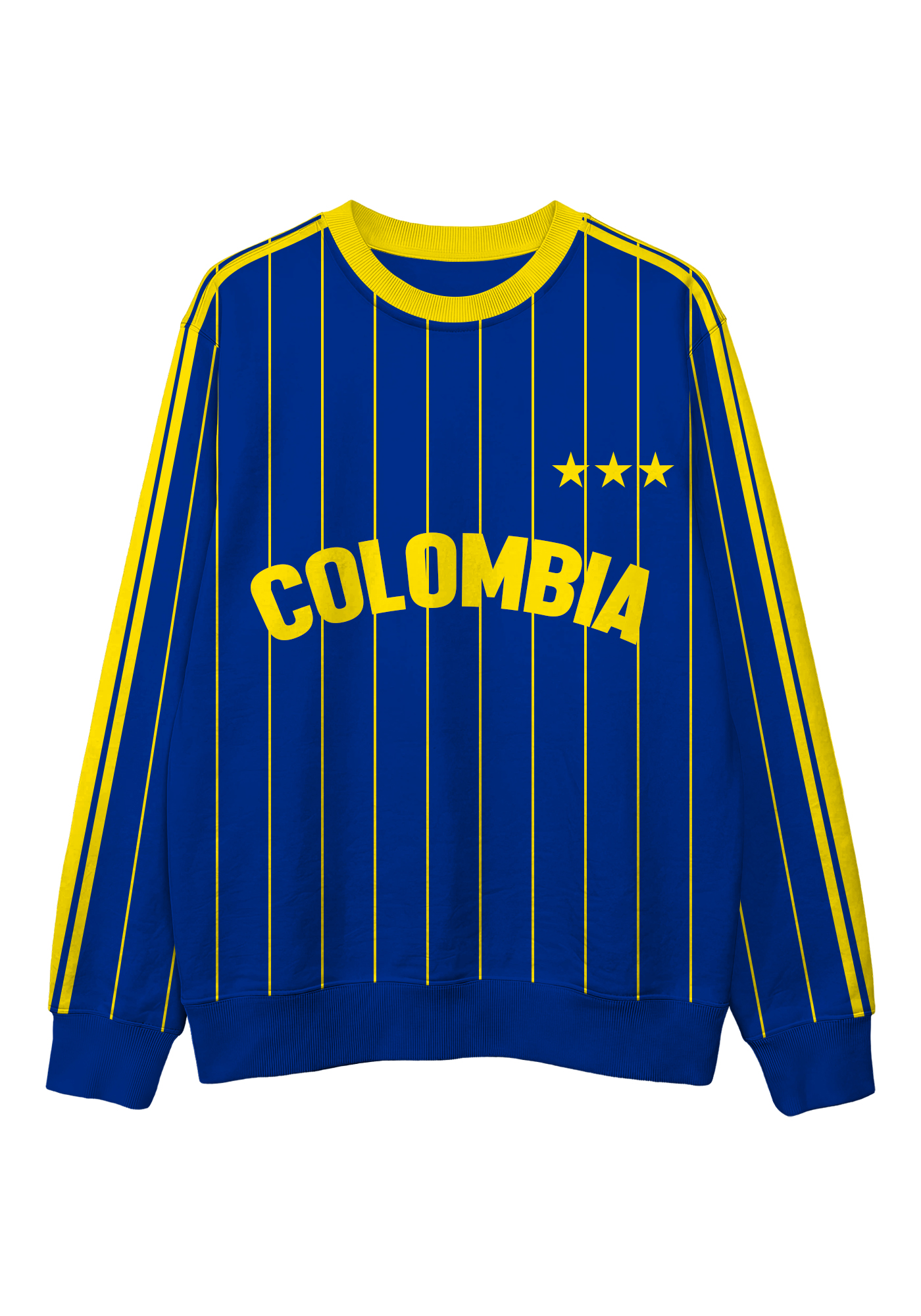 Colombia Letter 3 Stars Striped Graphic Casual Sweatshirt