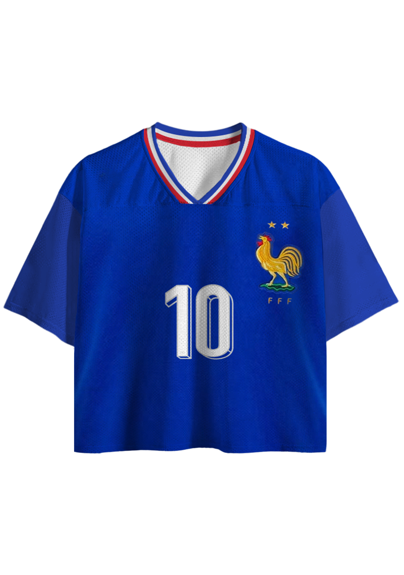 Blue France #10 Football Cropped Mesh Jersey Shirt