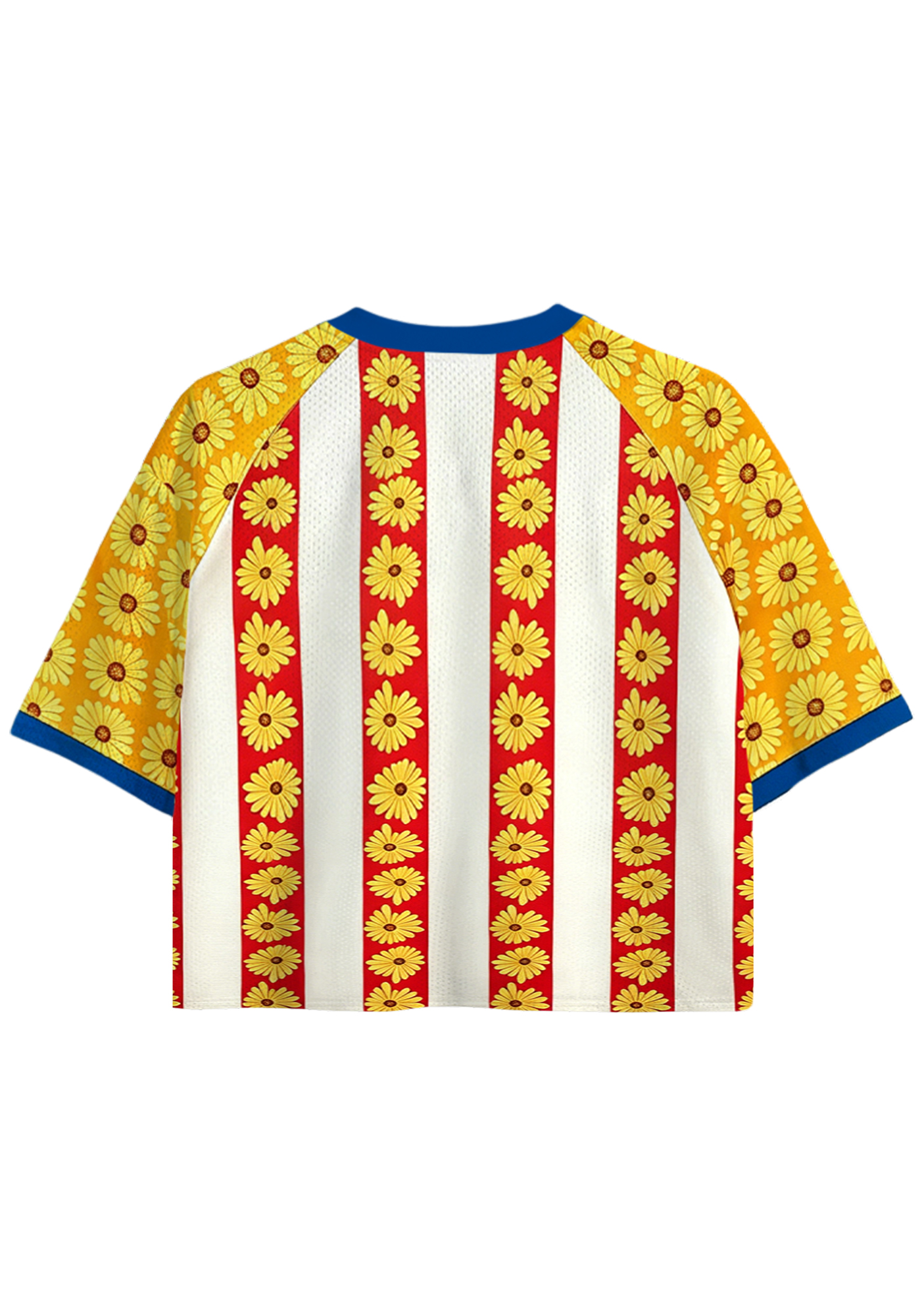  Colombia Sunflower Stripe Retro Cropped Mesh Jersey Shirt