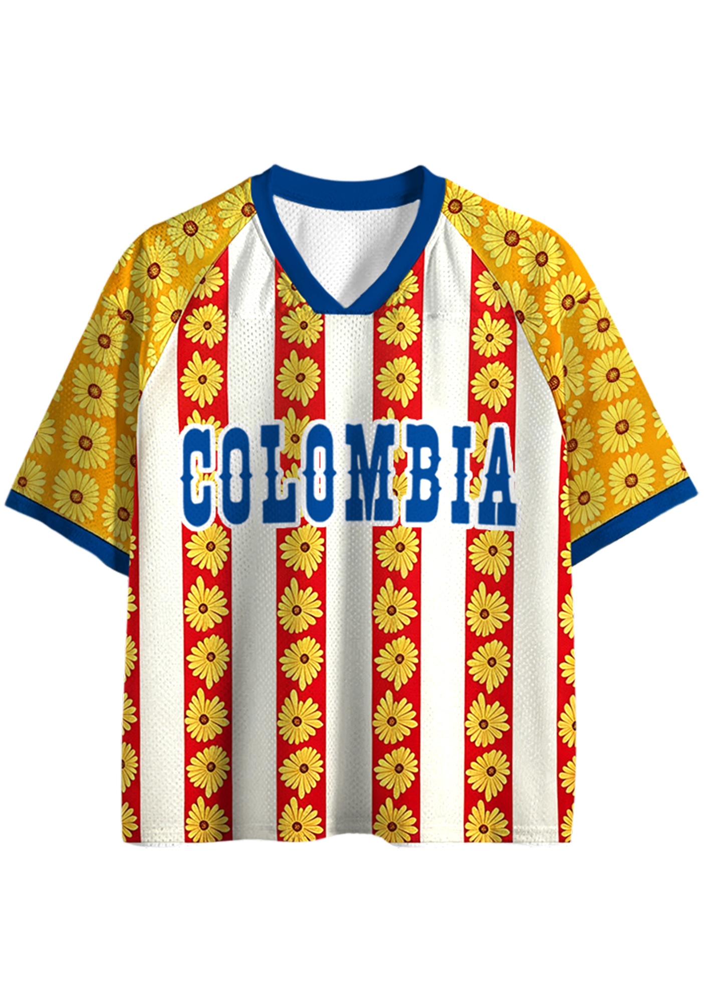  Colombia Sunflower Stripe Retro Mesh Jersey Shirts