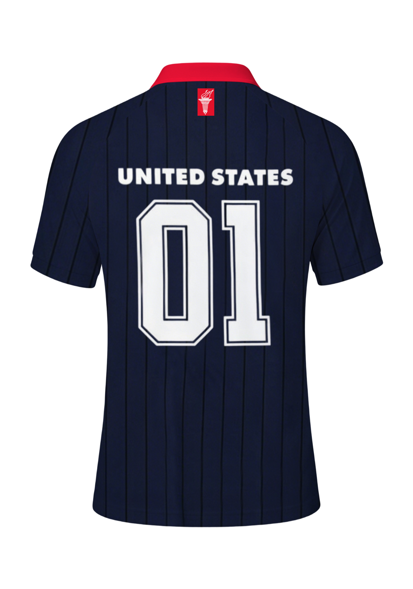Men's Navy Pinstripe USA Graphic Torch & American Flag Jersey Shirts