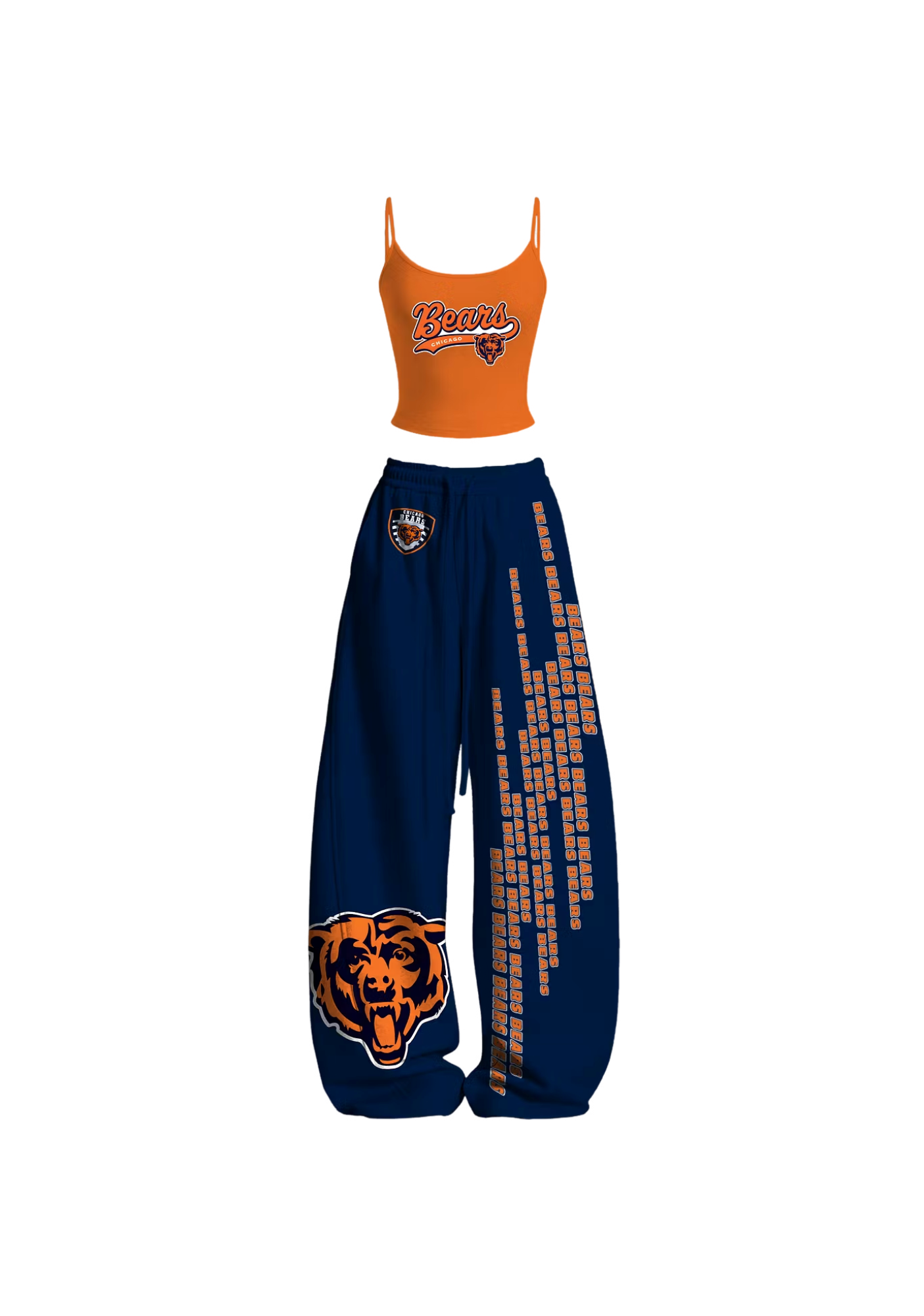 Chicago Bears Bear Head Letter Print Tops & Elasticated Trousers Two-Piece Set