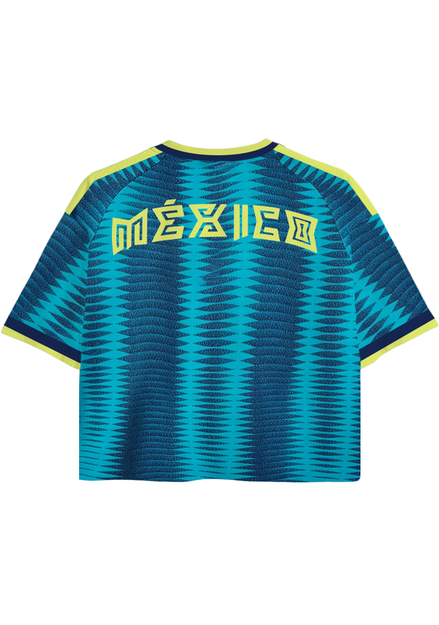  Gradient Teal Cropped Mesh Jersey Shirt