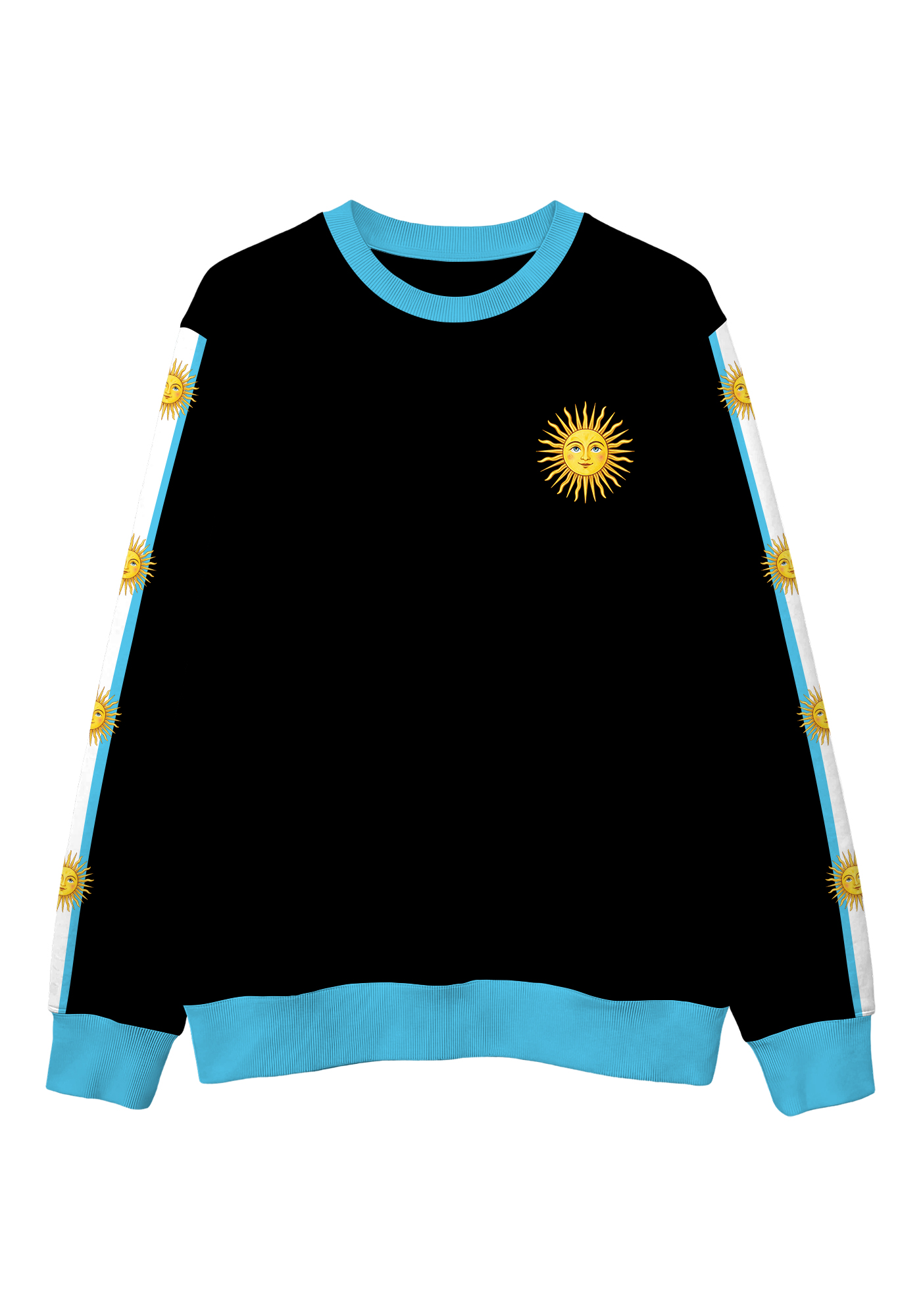 Argentina Letter Sun Pattern Graphic Casual Sweatshirt