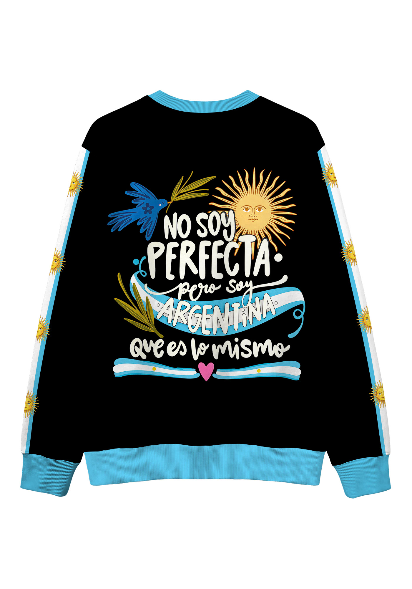 Argentina Letter Sun Pattern Graphic Casual Sweatshirt
