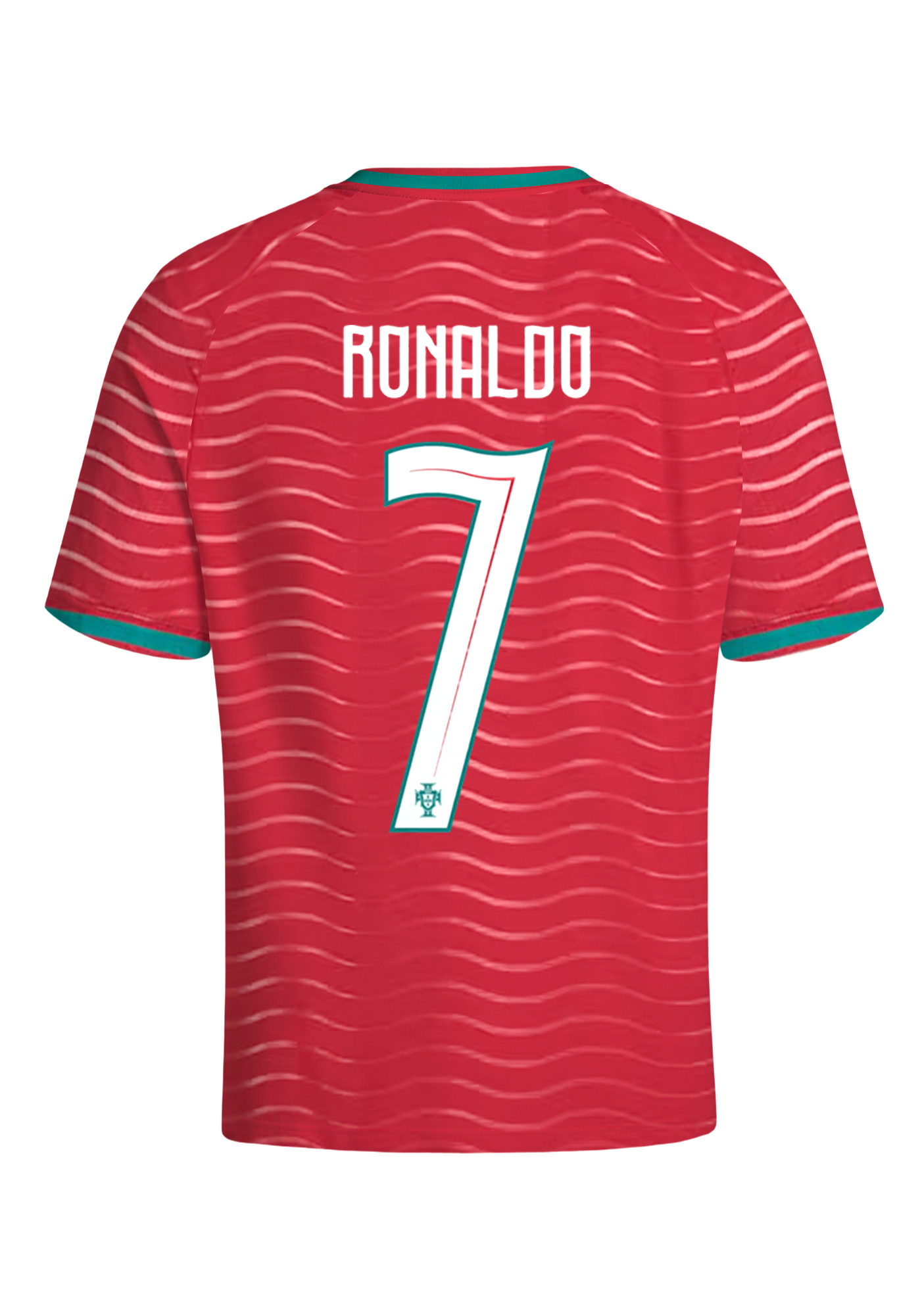 Men's Portugal National Team #7 Red Wavy Stripes Jersey Shirts