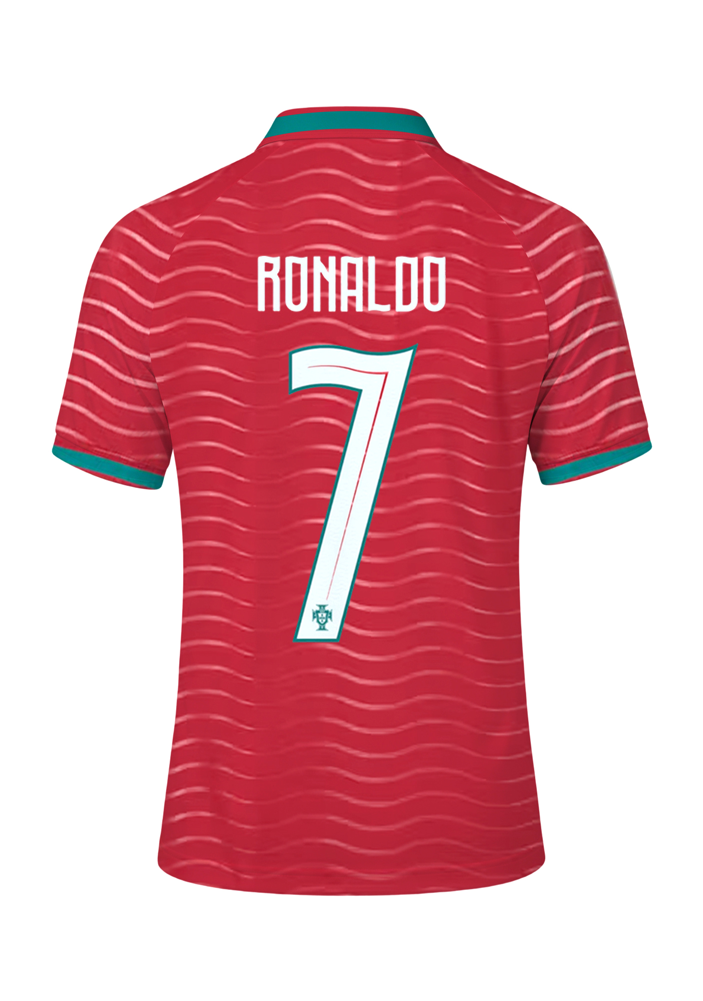 Men's Portugal National Team #7 Red Wavy Stripes Jersey Shirts