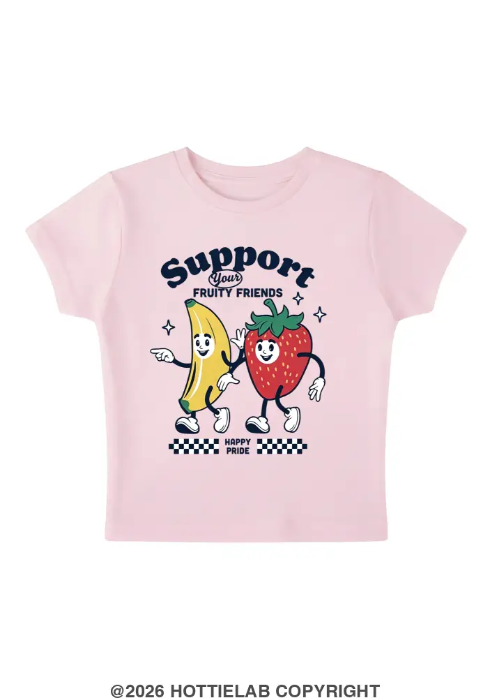 Support Your Fruity Friends Happy Pride Y2K Baby Tee