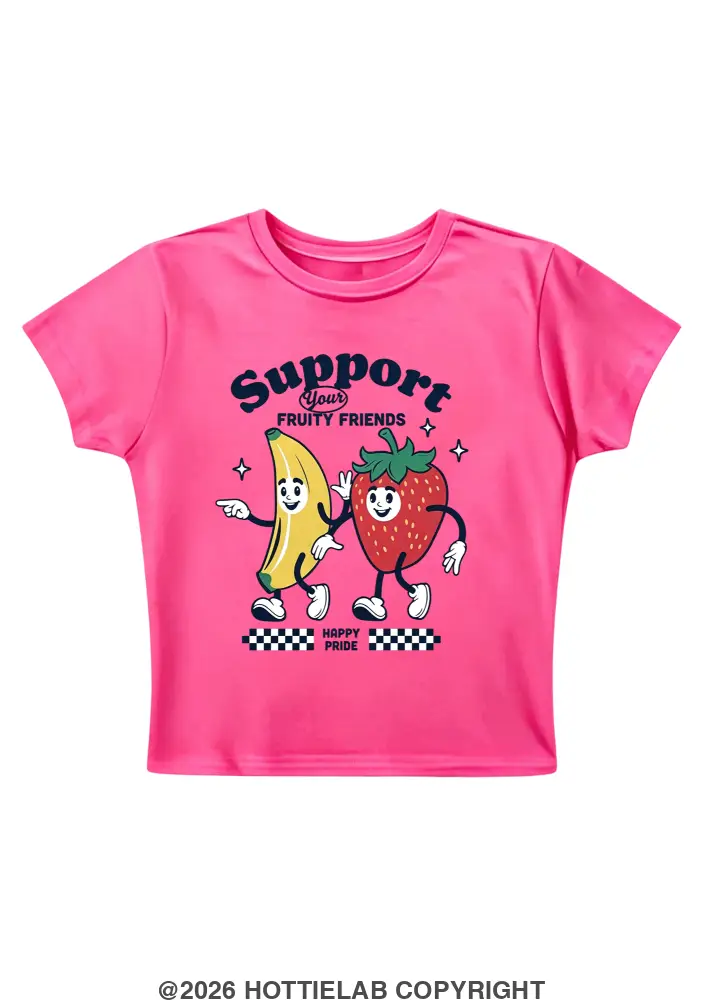 Support Your Fruity Friends Happy Pride Y2K Baby Tee
