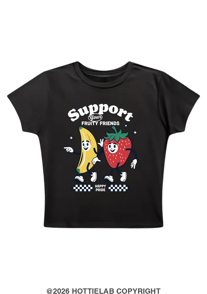 Support Your Fruity Friends Happy Pride Y2K Baby Tee