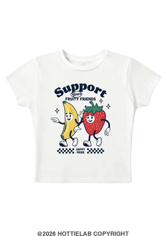 Support Your Fruity Friends Happy Pride Y2K Baby Tee