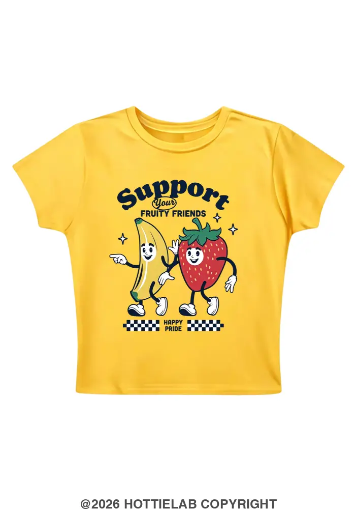 Support Your Fruity Friends Happy Pride Y2K Baby Tee