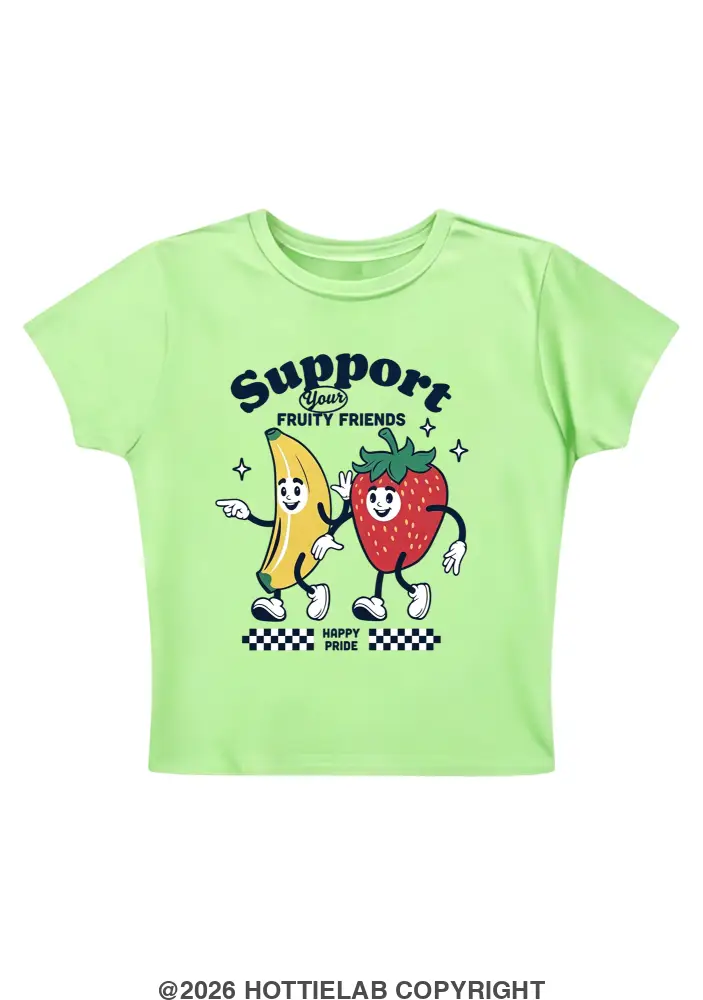 Support Your Fruity Friends Happy Pride Y2K Baby Tee