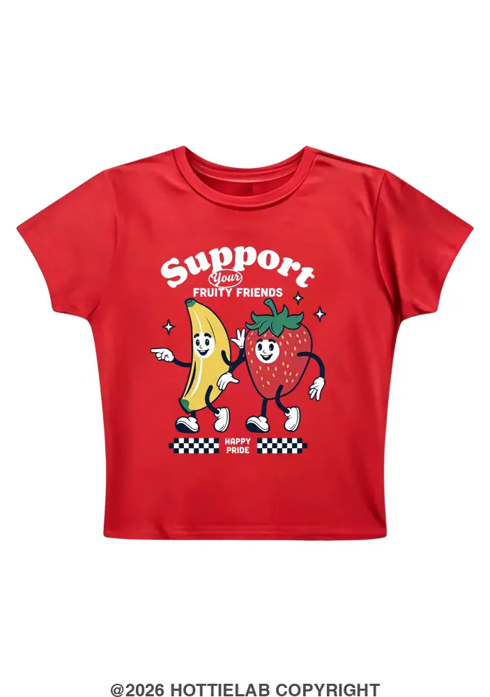 Support Your Fruity Friends Happy Pride Y2K Baby Tee