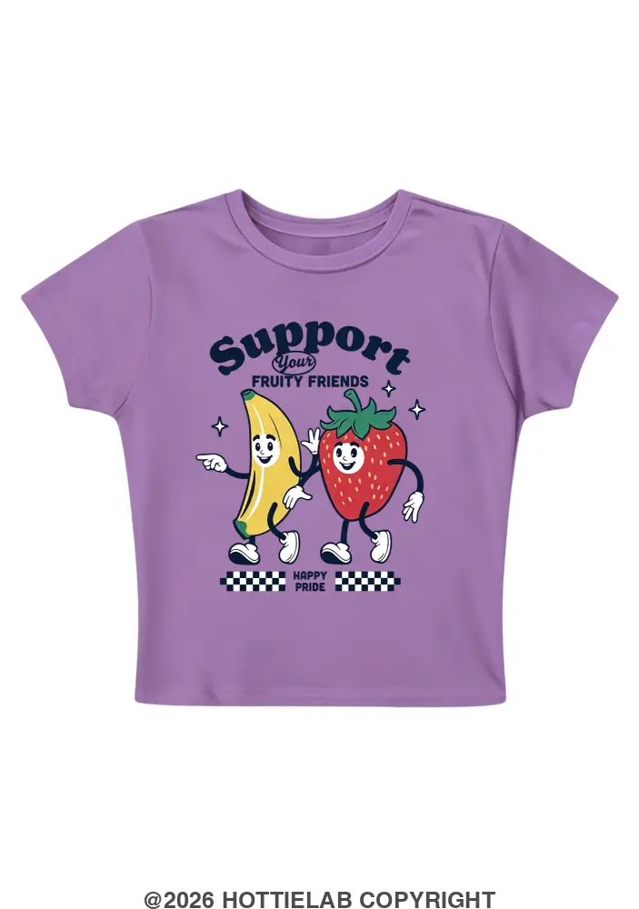 Support Your Fruity Friends Happy Pride Y2K Baby Tee