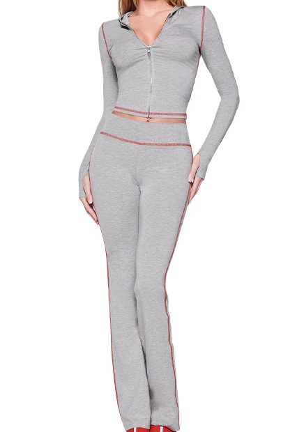 Baddie Style Slim Fit 2 Piece Y2K Zip Up Tracksuit