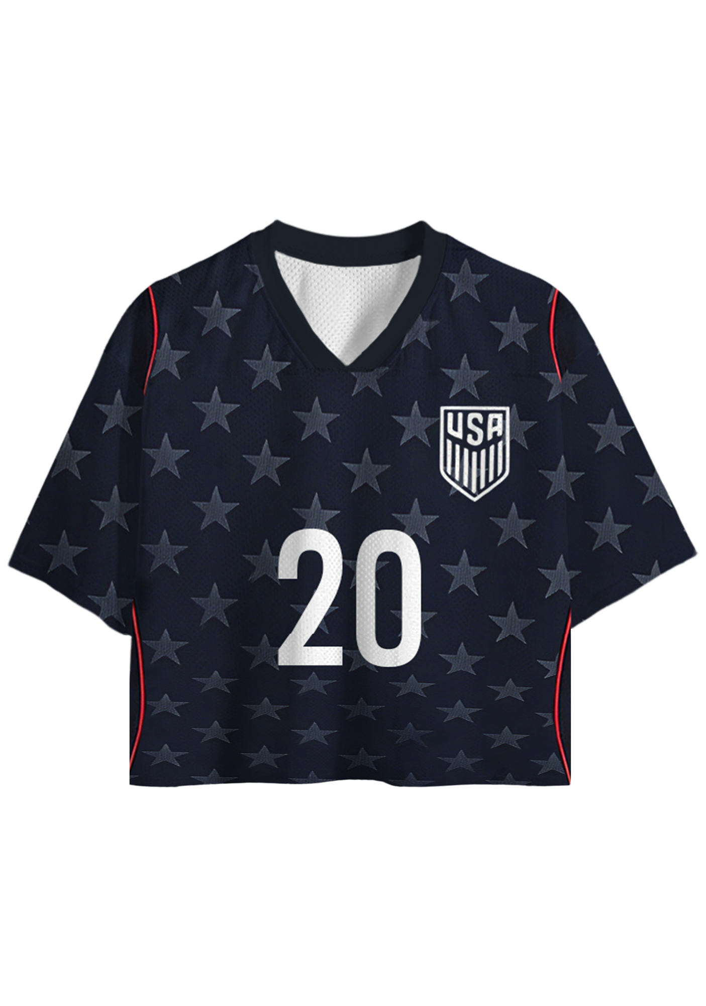 US National Team Navy Star Cropped Mesh Jersey Shirt