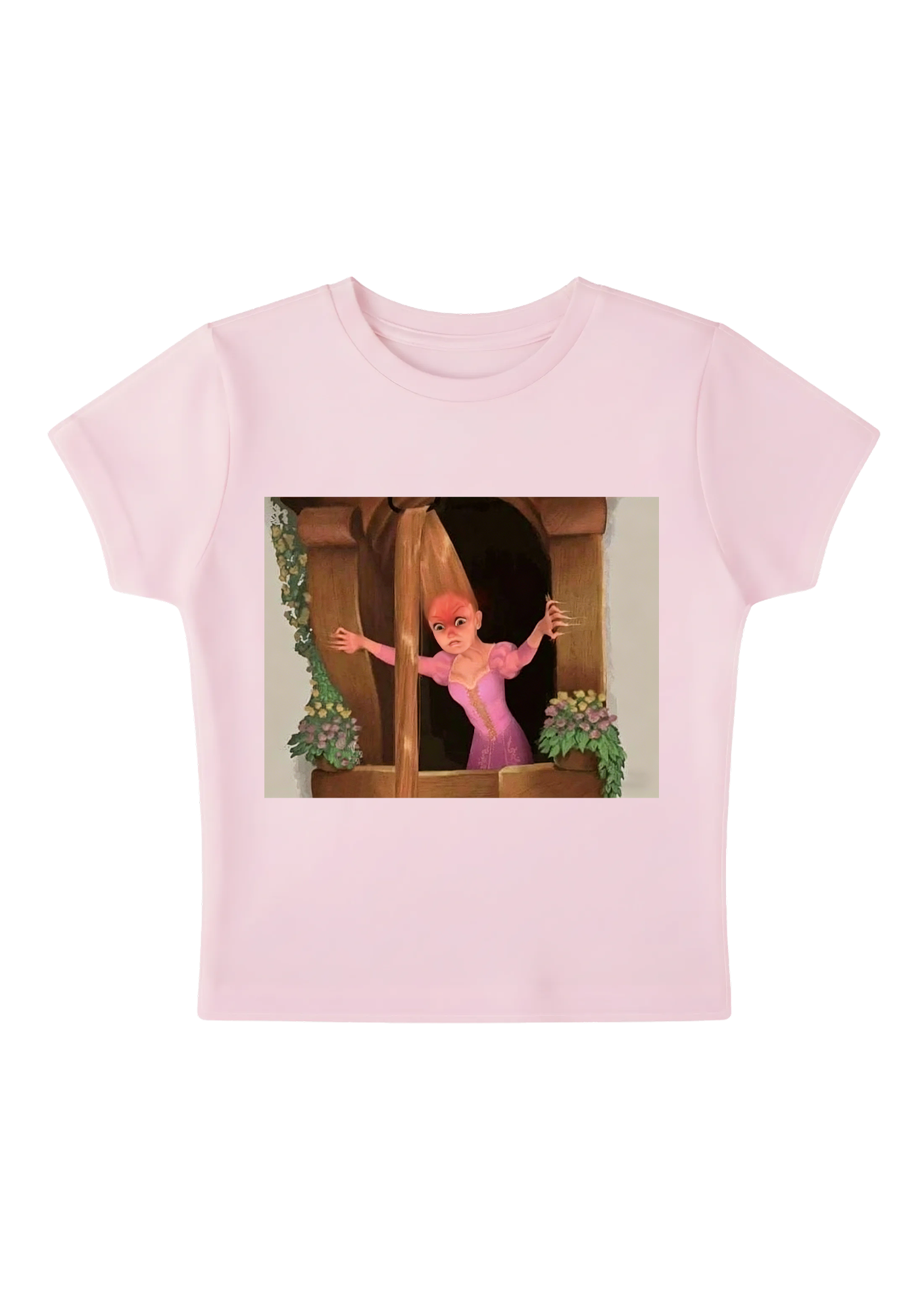 Funny Tangled Rapunzel Hair Tug Face Meme Y2K Baby Tee