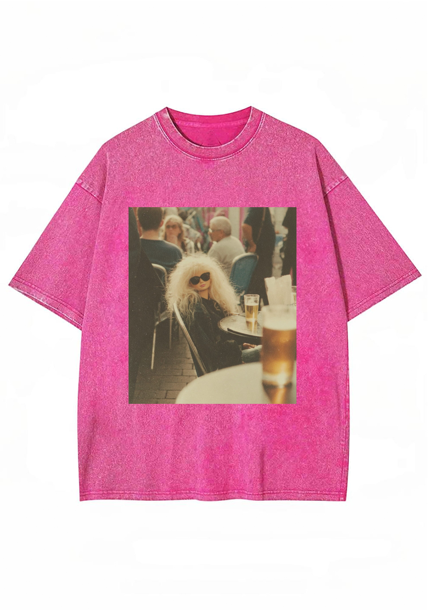 Vintage Cafe Beer Barbie Grunge Y2K Washed Tee