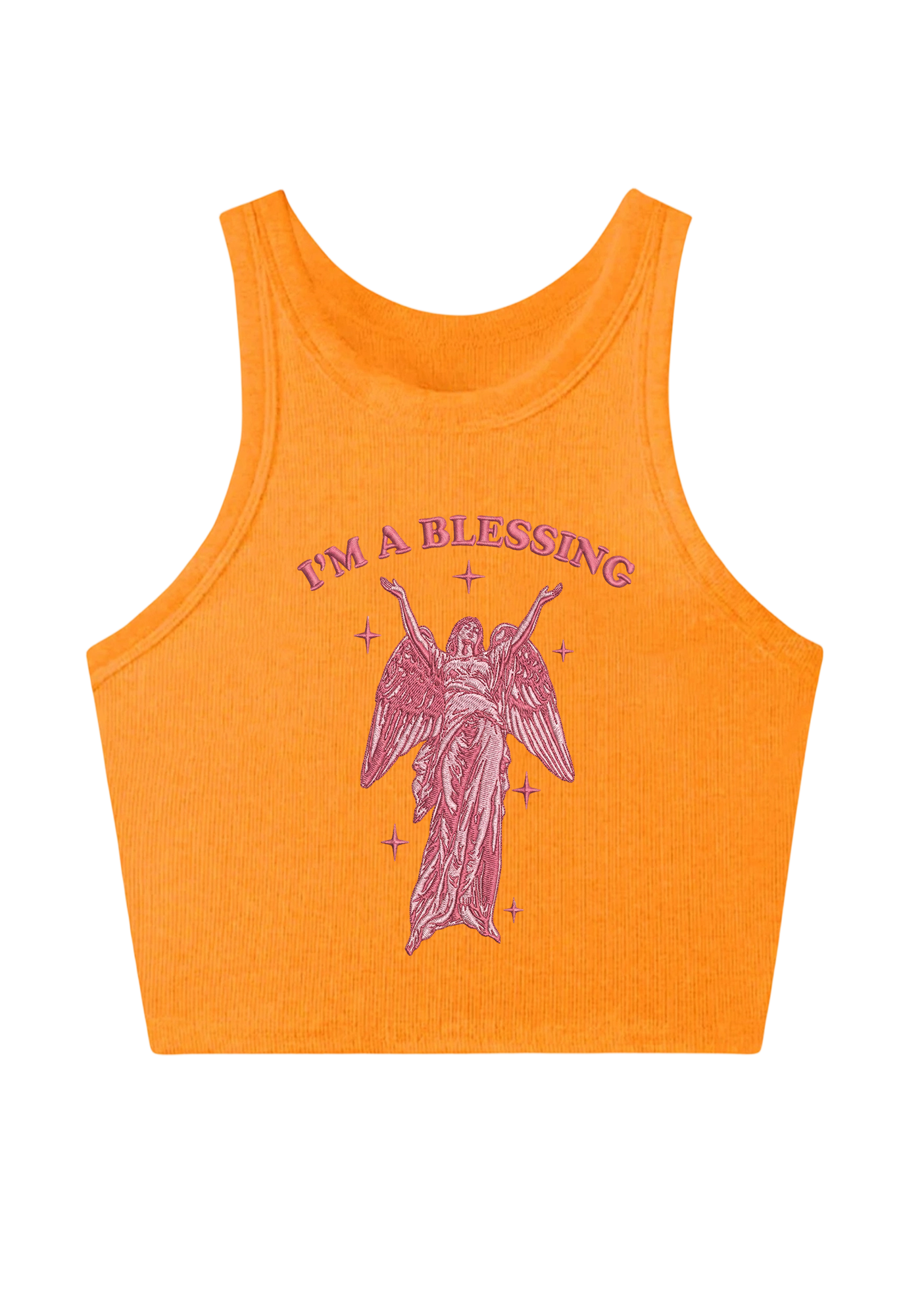 I'm A Blessing Embroidery Y2K Crop Tank Top