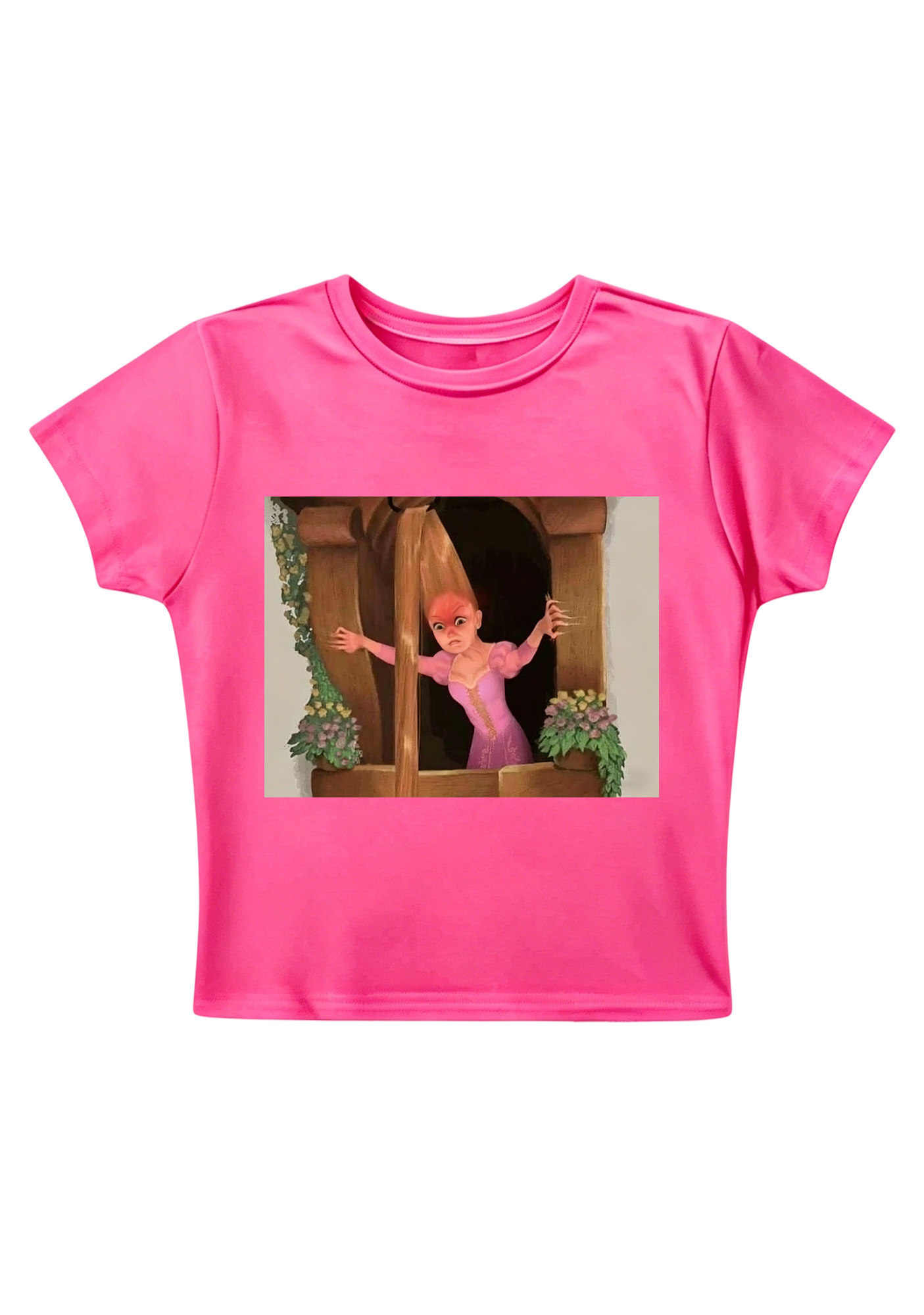 Funny Tangled Rapunzel Hair Tug Face Meme Y2K Baby Tee