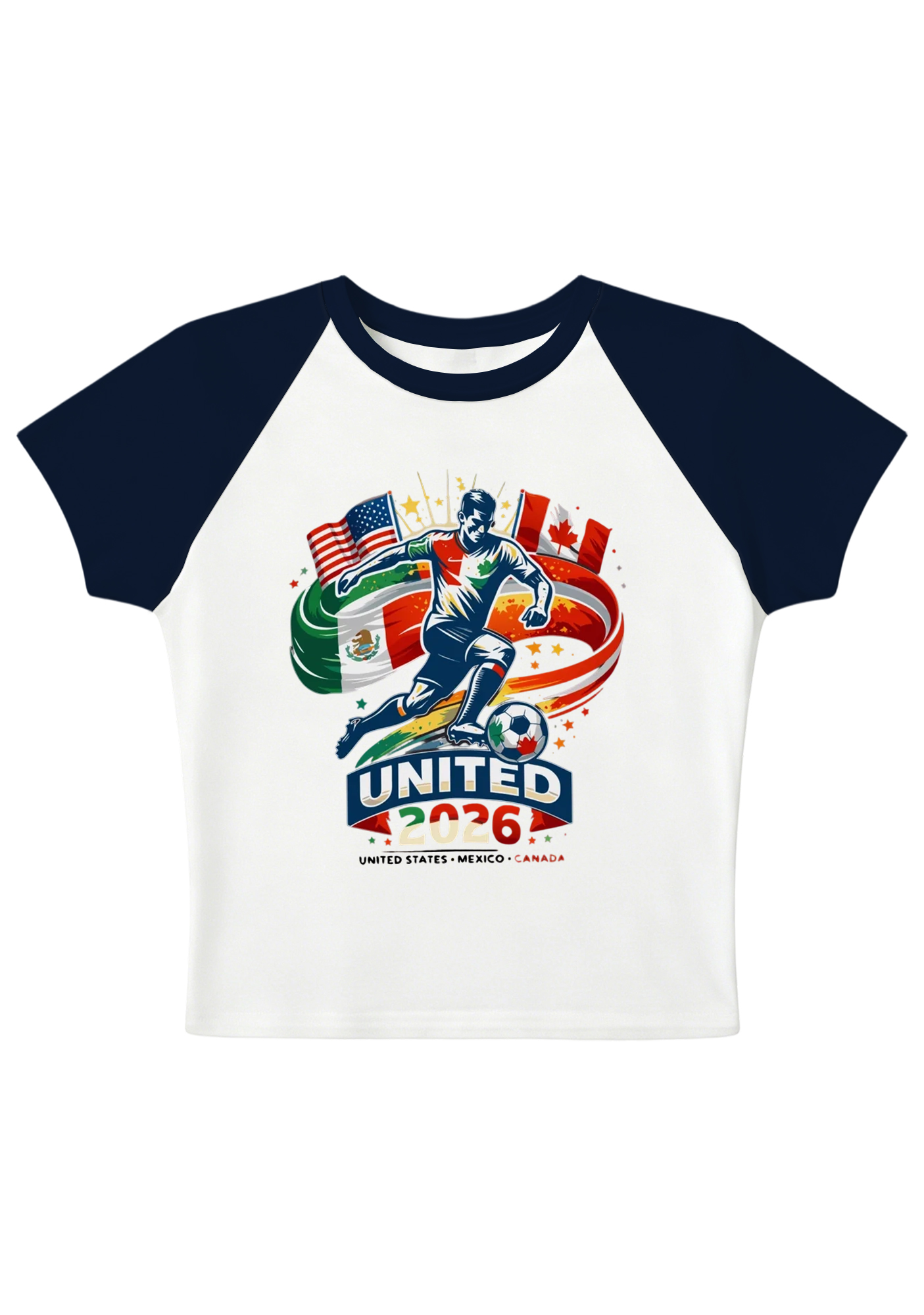 2026 USA Mexico Canada Soccer World Cup Splicing Y2K Baby Tee