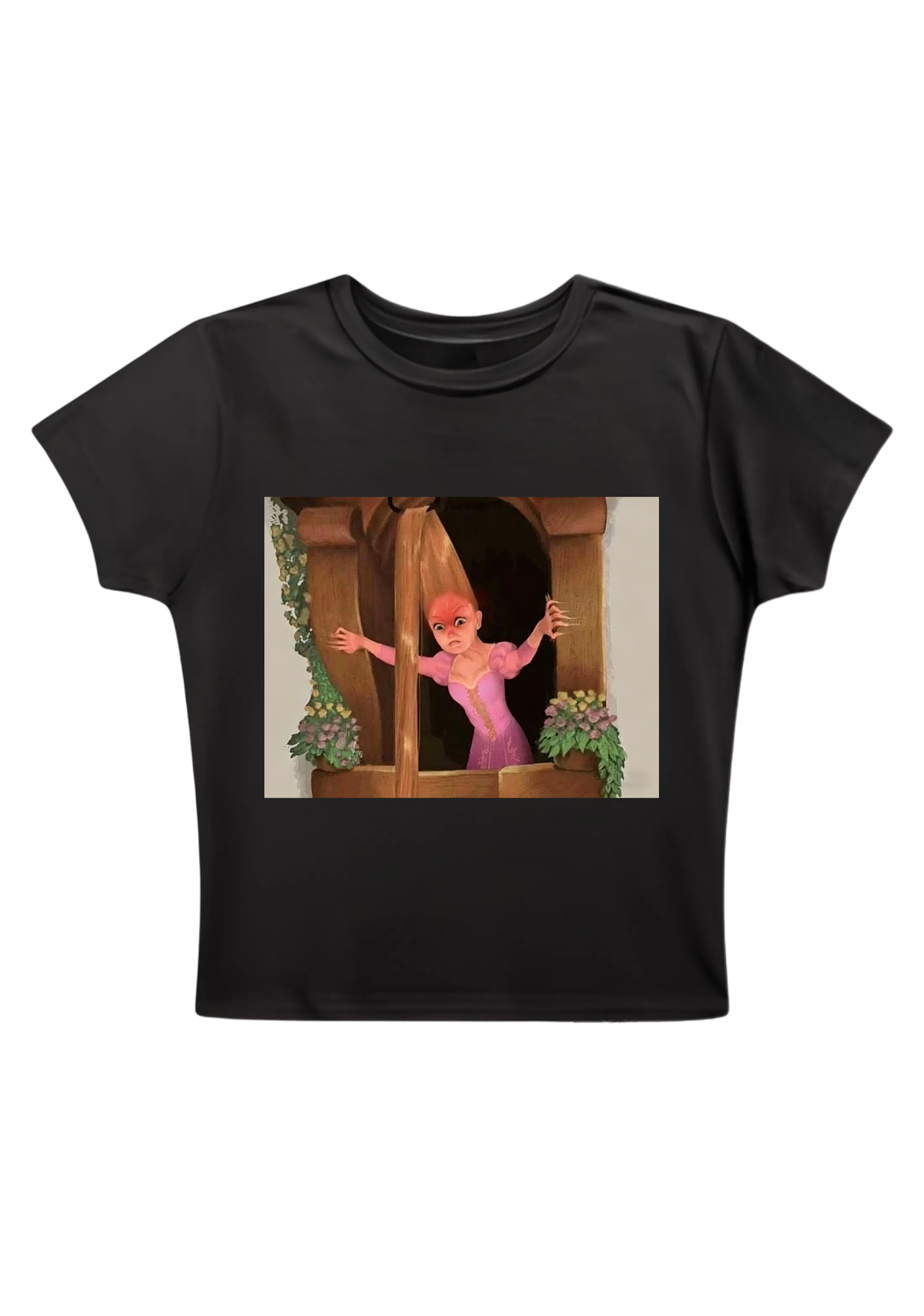 Funny Tangled Rapunzel Hair Tug Face Meme Y2K Baby Tee