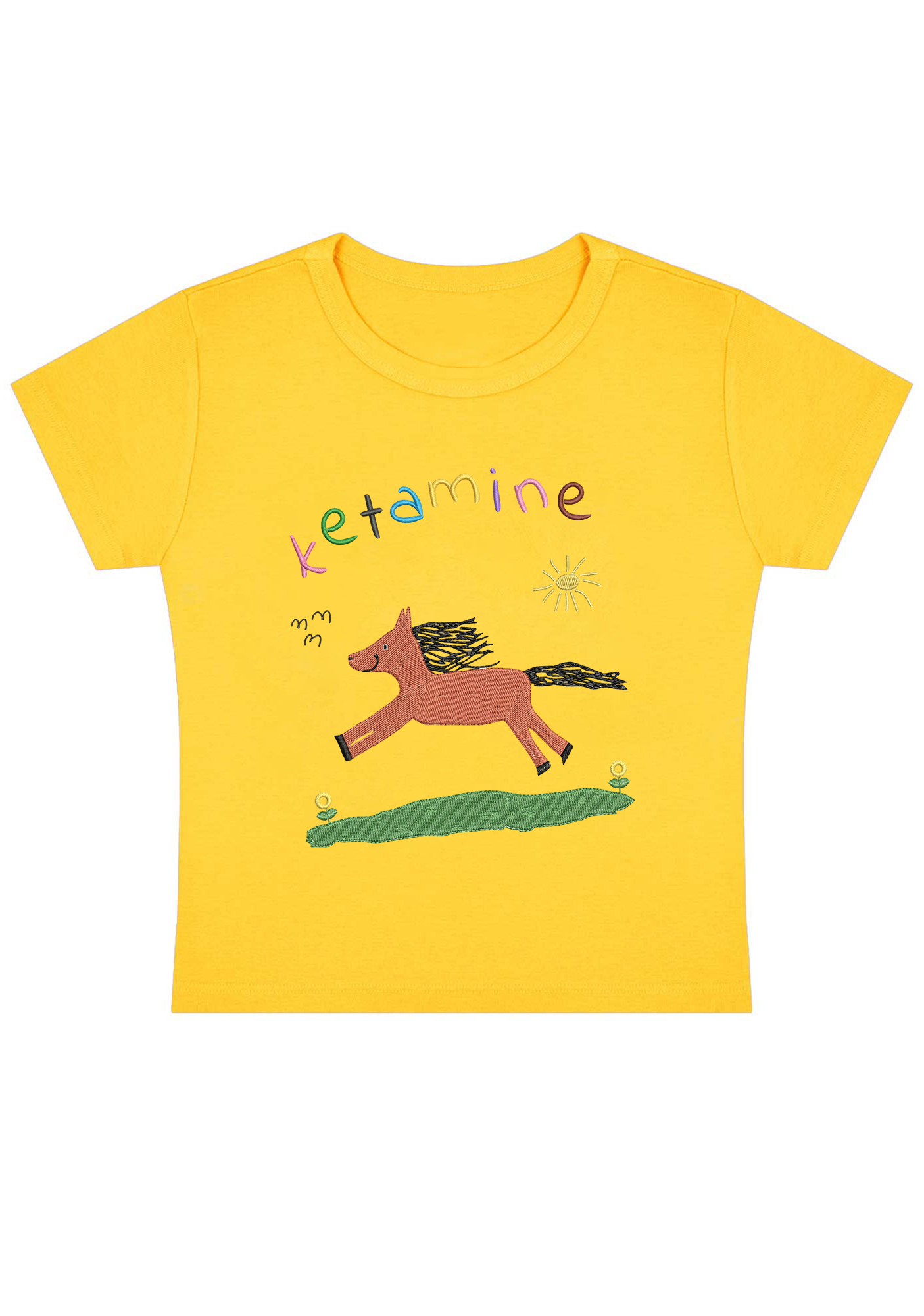 Orange Pony Y2K Baby Tee