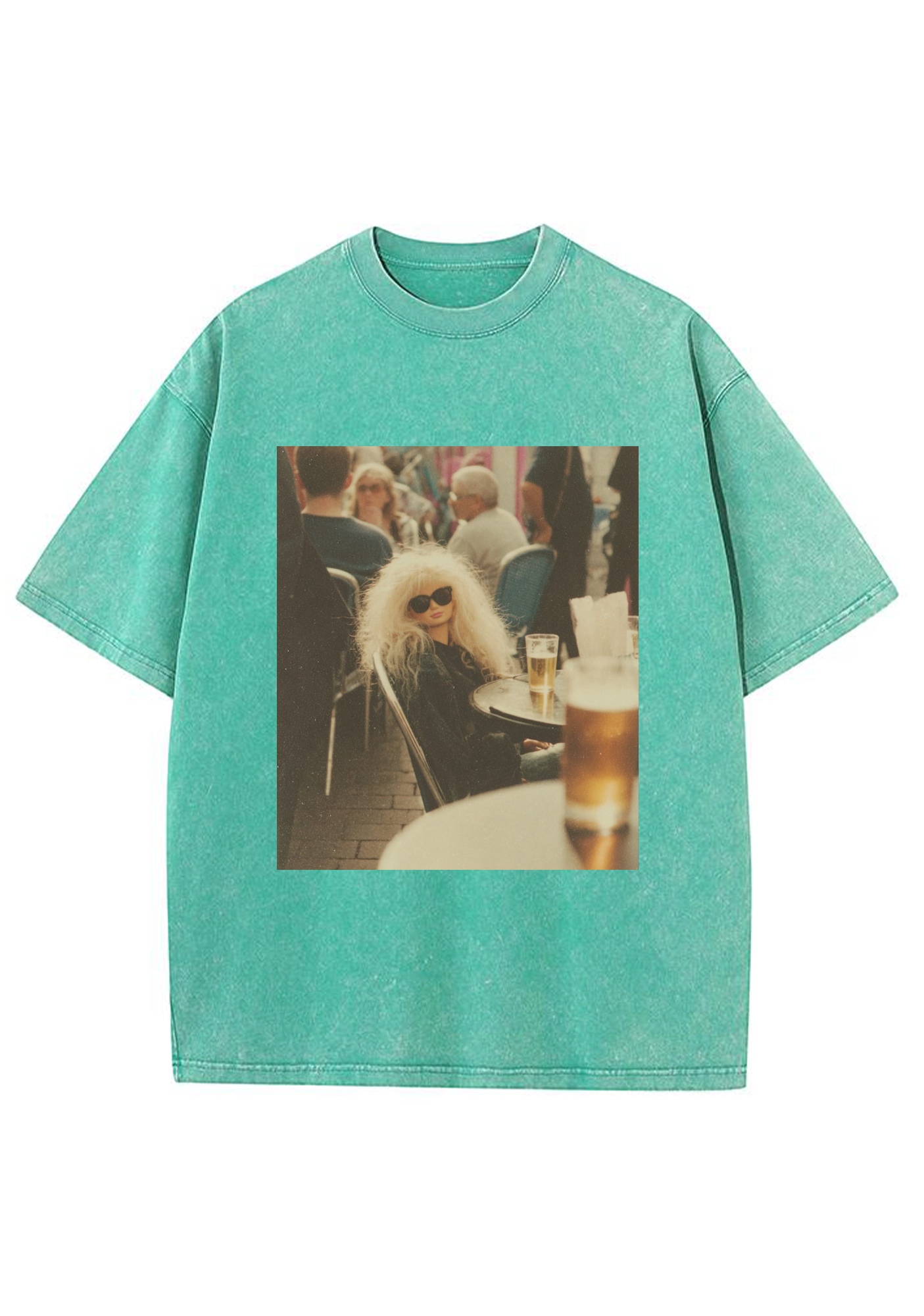 Vintage Cafe Beer Barbie Grunge Y2K Washed Tee
