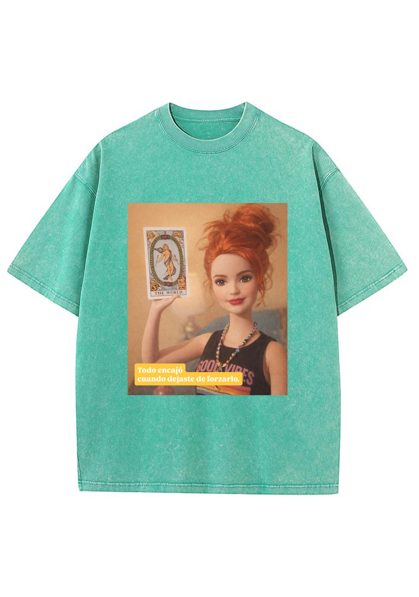 Tarot The World Barbie Y2K Washed Tee