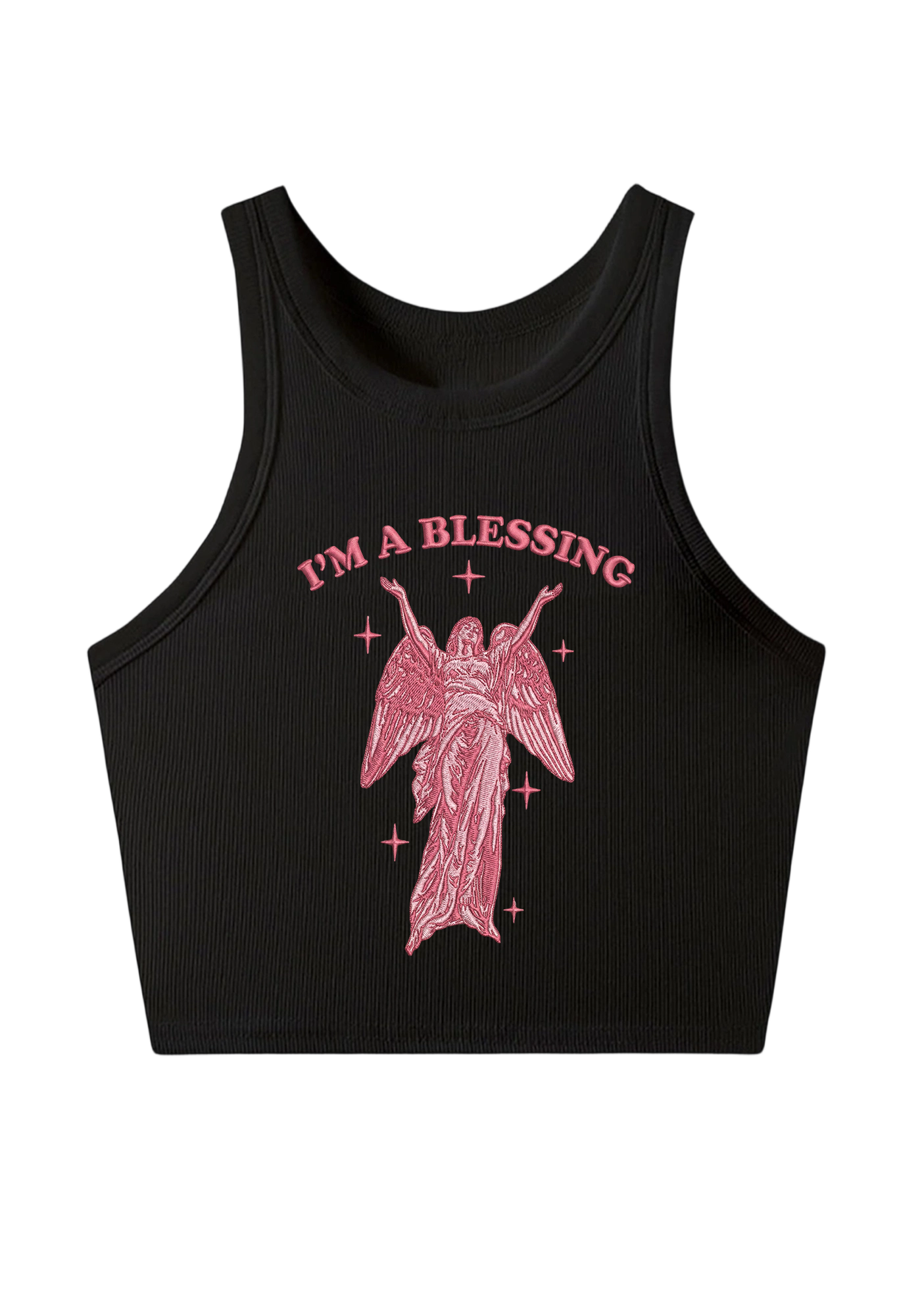 I'm A Blessing Embroidery Y2K Crop Tank Top