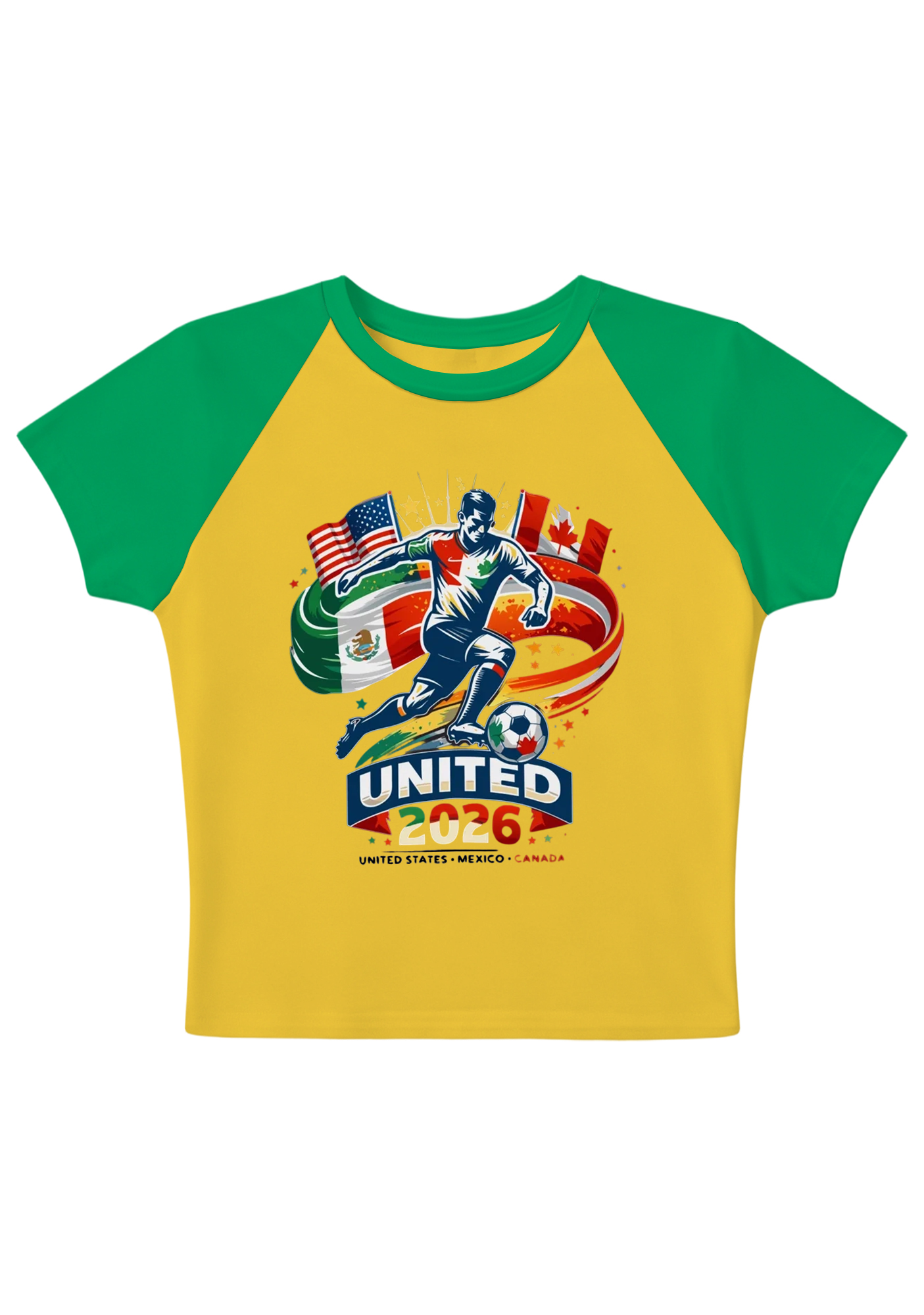 2026 USA Mexico Canada Soccer World Cup Splicing Y2K Baby Tee