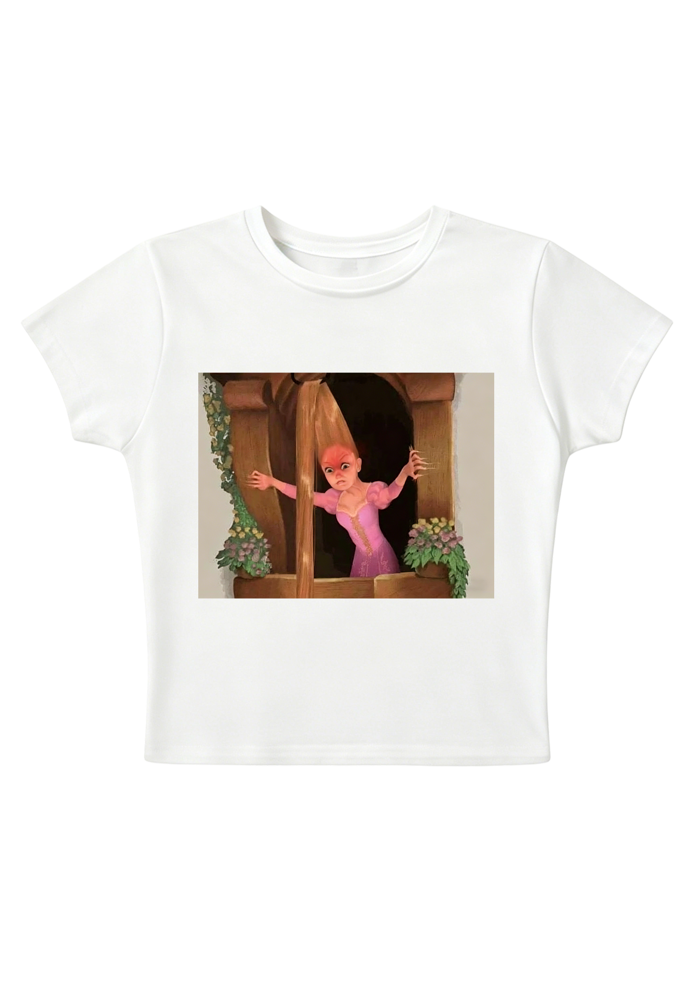 Funny Tangled Rapunzel Hair Tug Face Meme Y2K Baby Tee