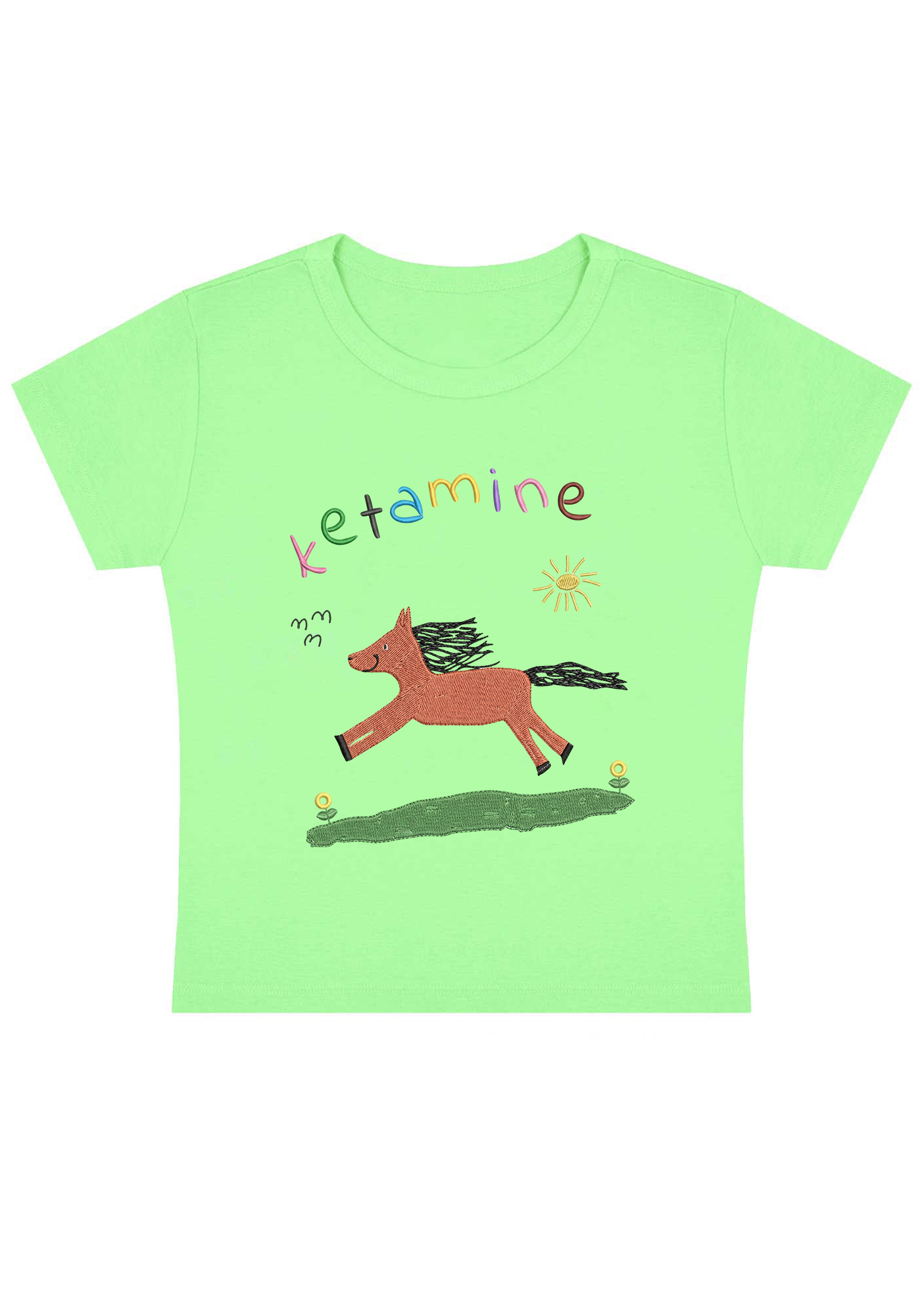 Orange Pony Y2K Baby Tee