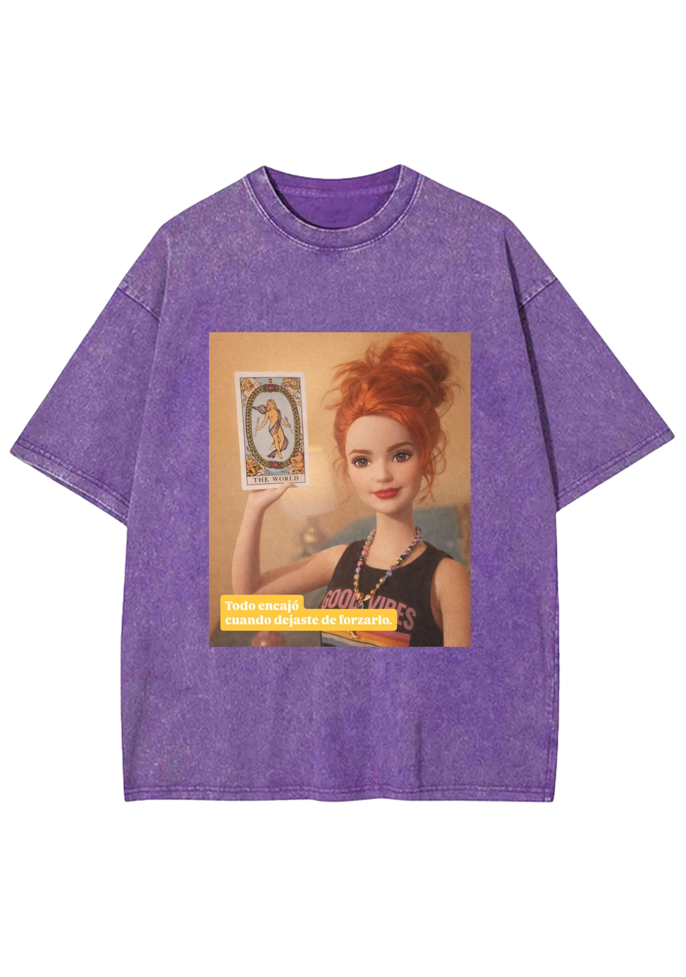 Tarot The World Barbie Y2K Washed Tee