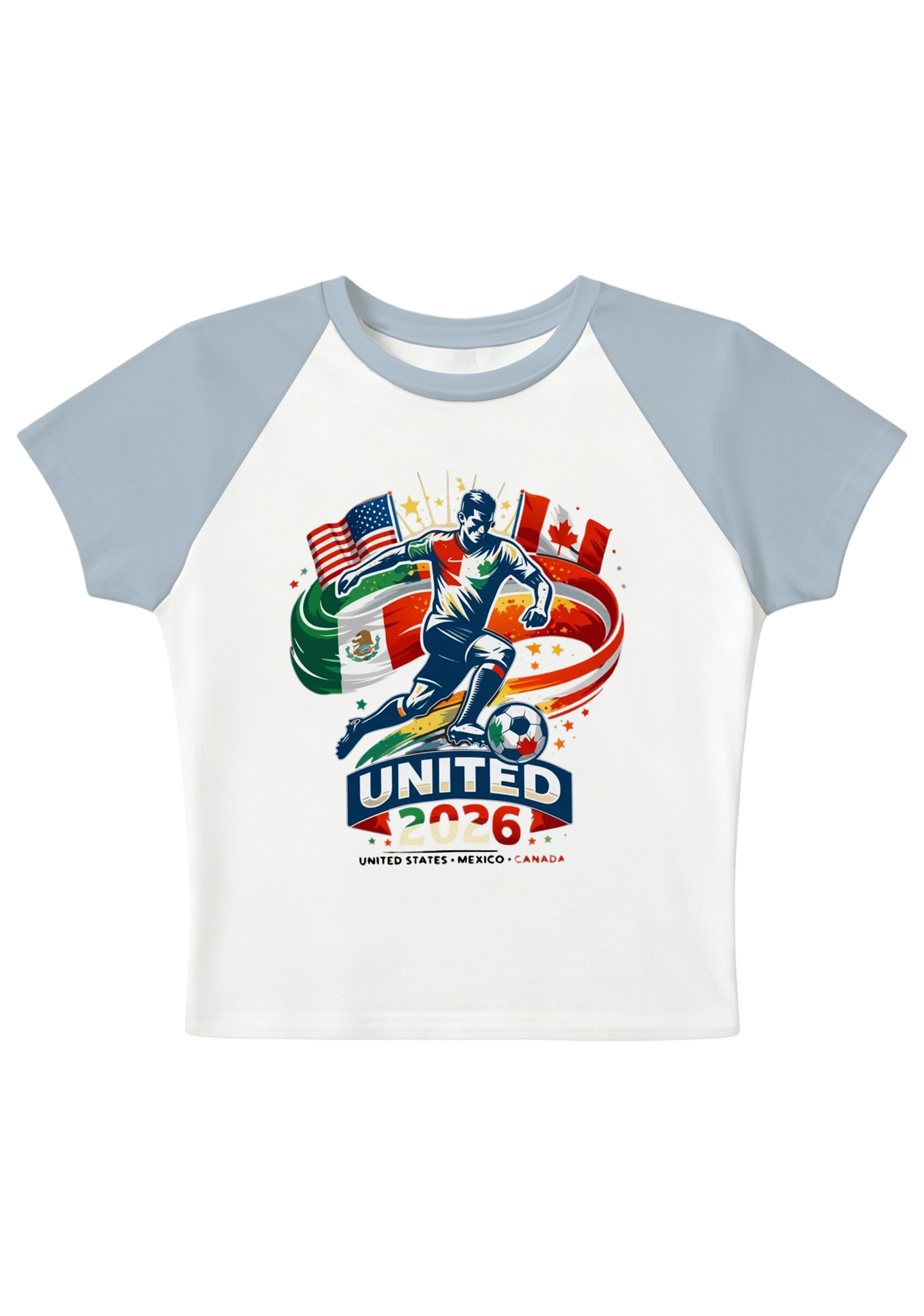 2026 USA Mexico Canada Soccer World Cup Splicing Y2K Baby Tee
